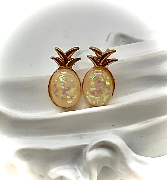 Opal Pineapple Charleston Style Rose Gold Earrings - Jewelry