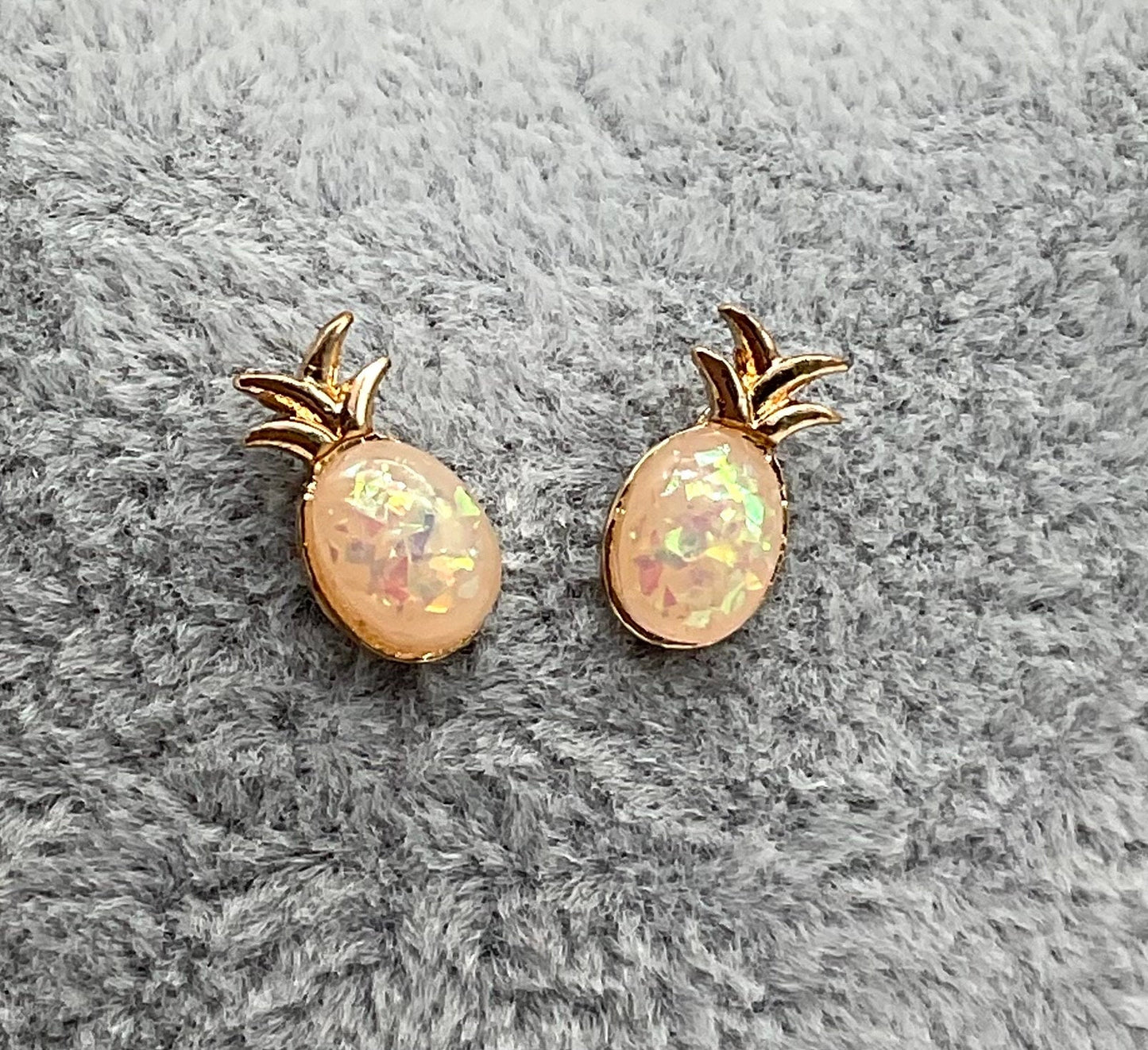 Opal Pineapple Charleston Style Rose Gold Earrings - Jewelry