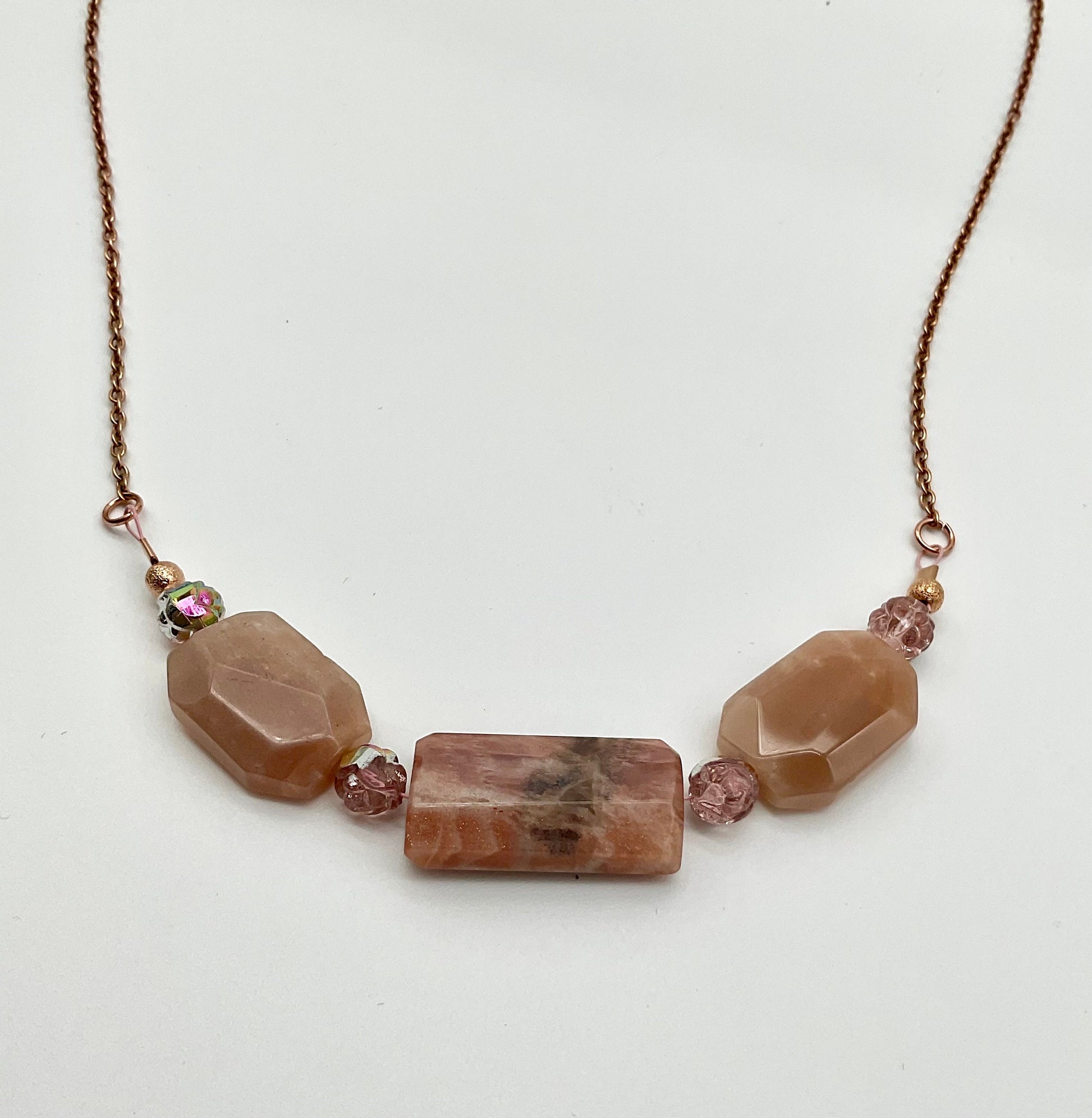 Rose Quartz Natural Stone Necklace - Rose Gold Chain