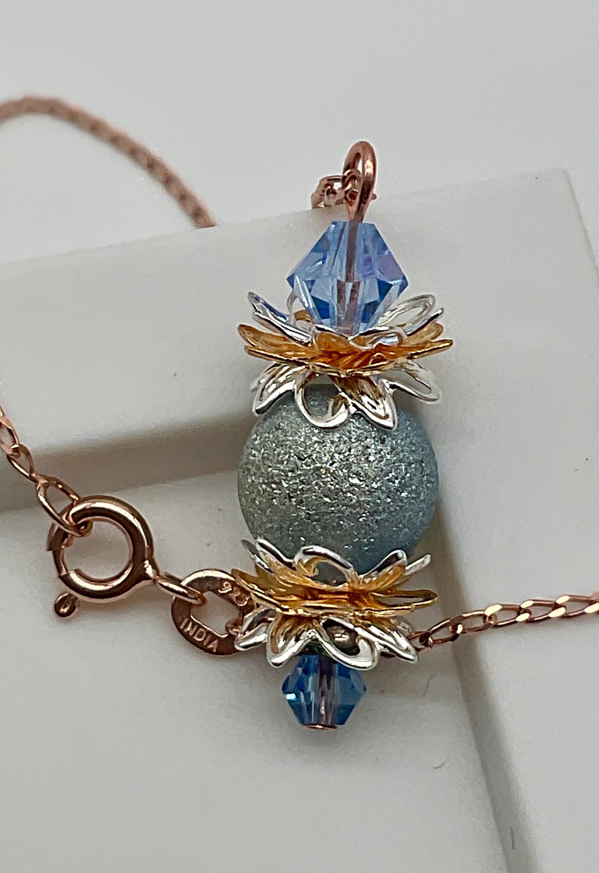 Pick - A - Pineapple Charleston Style Powder Blue Necklace Jewelry