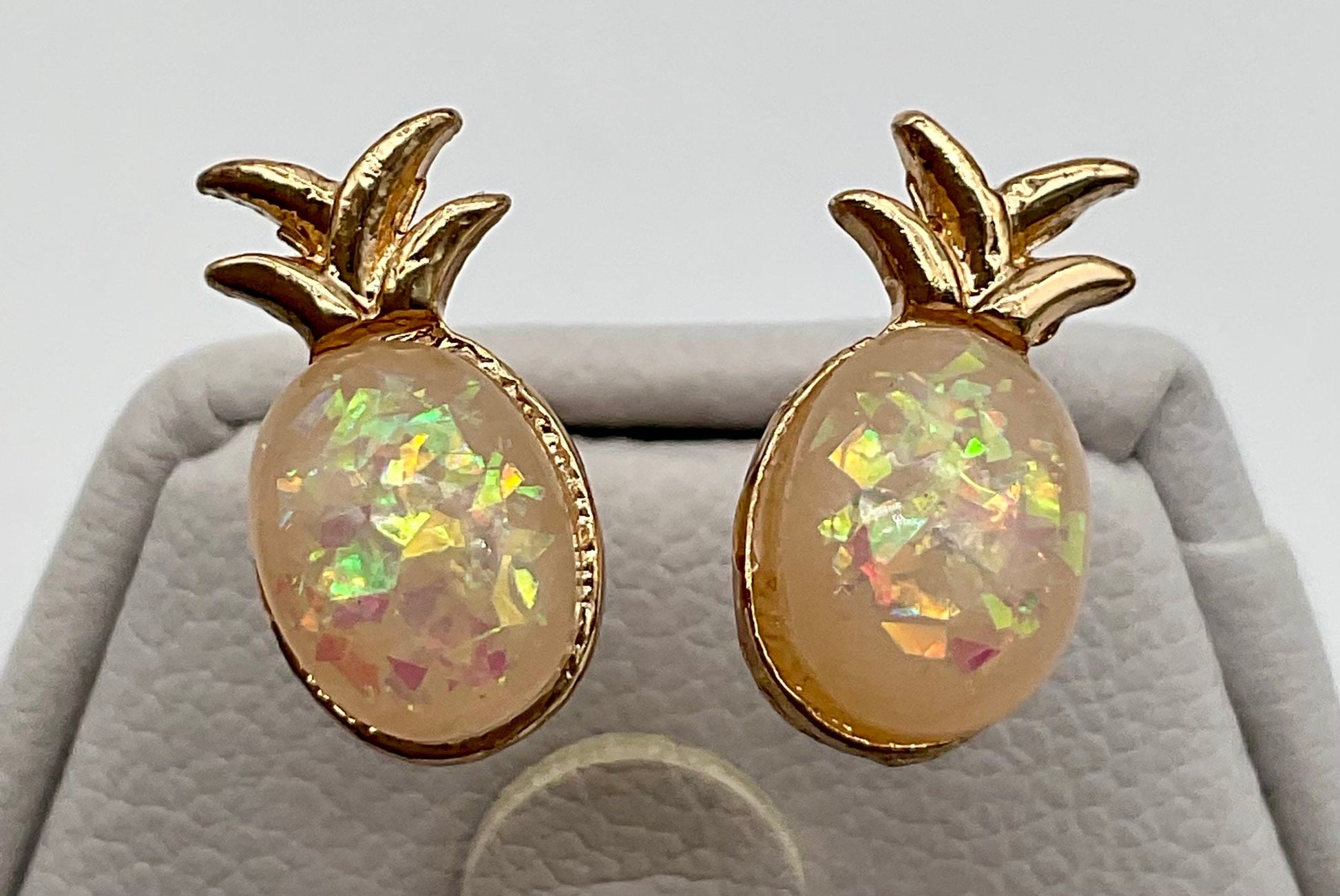 Opal Pineapple Charleston Style Rose Gold Earrings - Jewelry