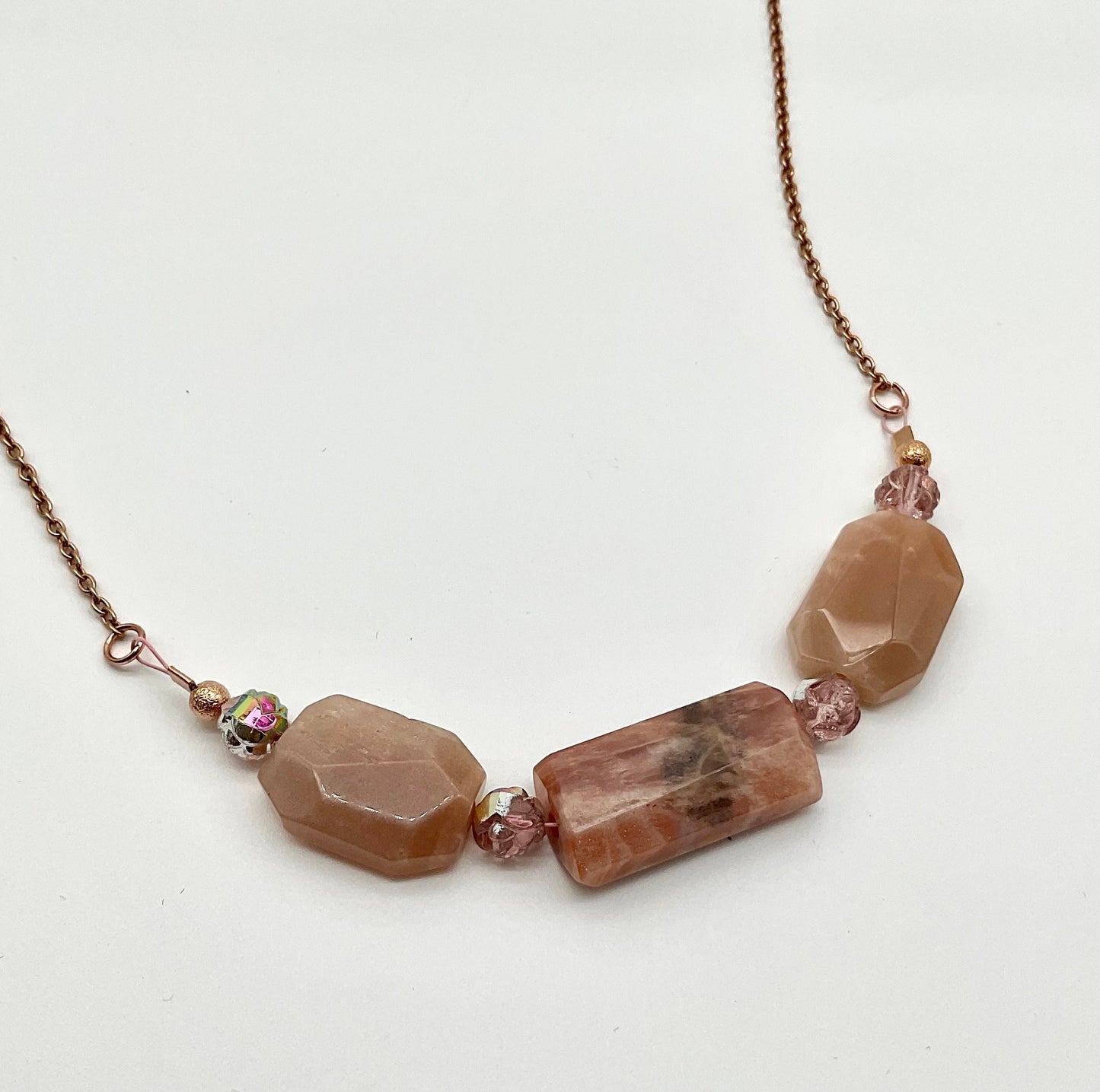 Rose Quartz Natural Stone Necklace - Rose Gold Chain