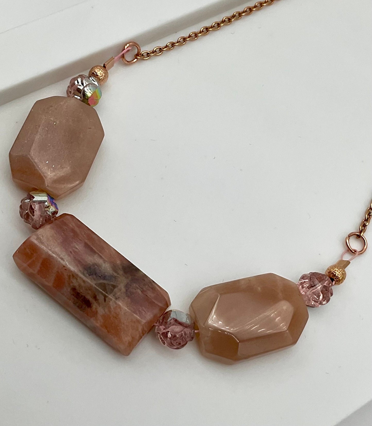 Rose Quartz Natural Stone Necklace - Rose Gold Chain