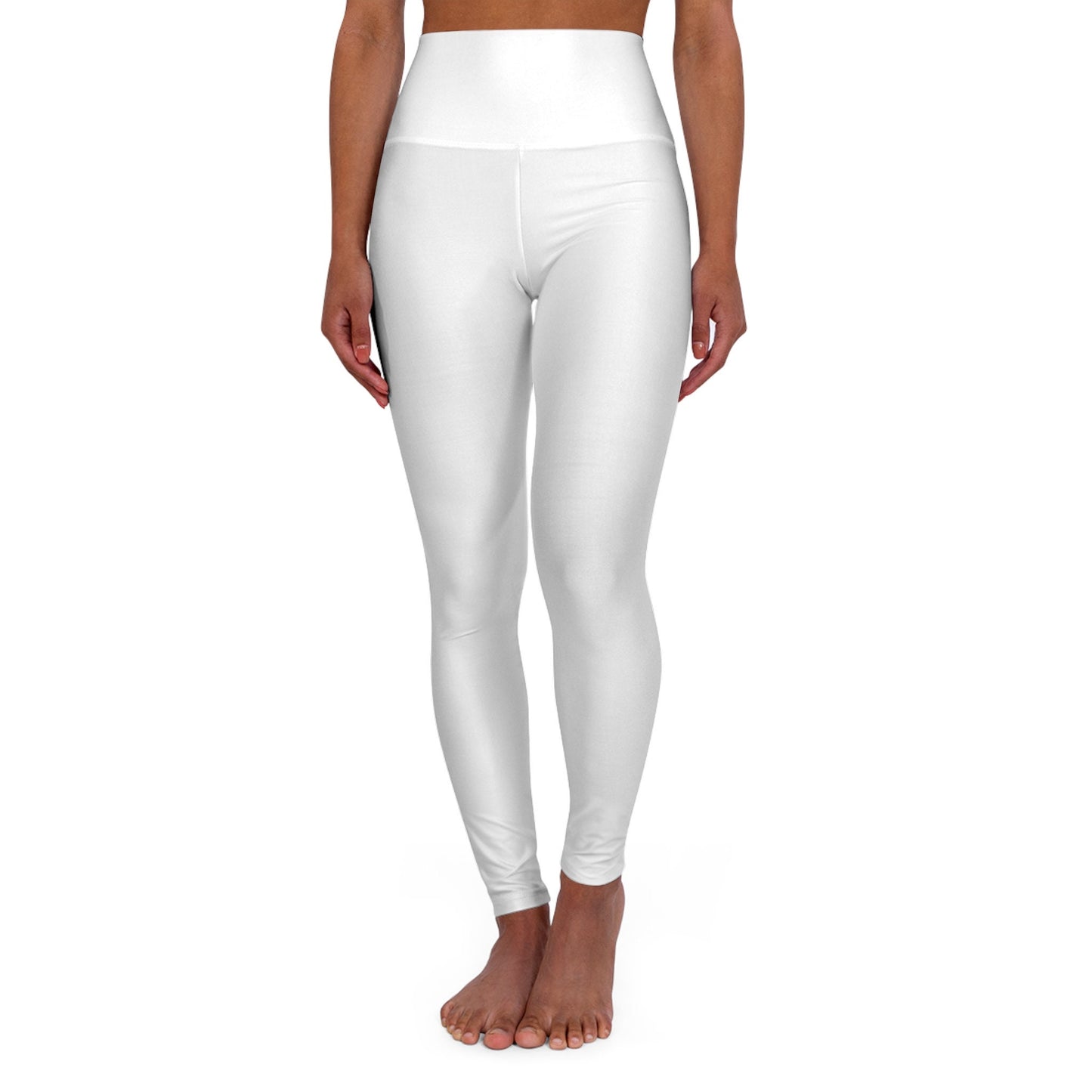 High Waisted Yoga Leggings (AOP) - White