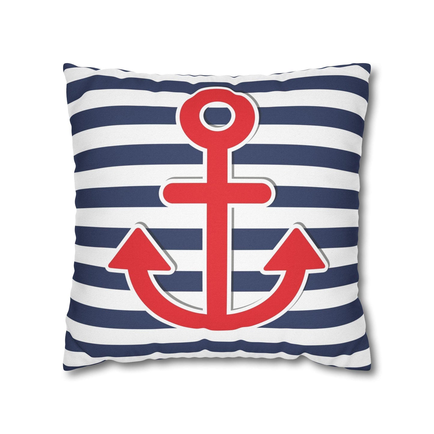 Nautical Square Pillowcase, Anchor Ocean Navy Theme, Coastal Home Decor, Double Sided Pillow Cover, Beach House Bedroom Accessories