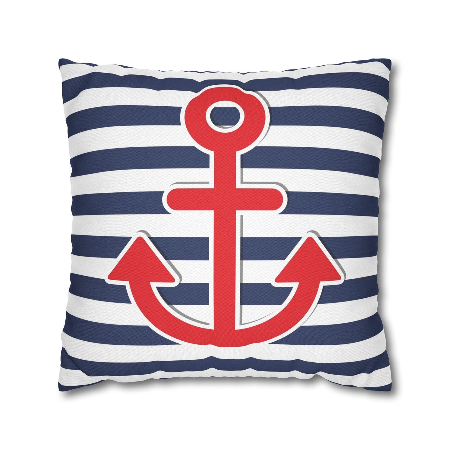 Nautical Square Pillowcase, Anchor Ocean Navy Theme, Coastal Home Decor, Double Sided Pillow Cover, Beach House Bedroom Accessories