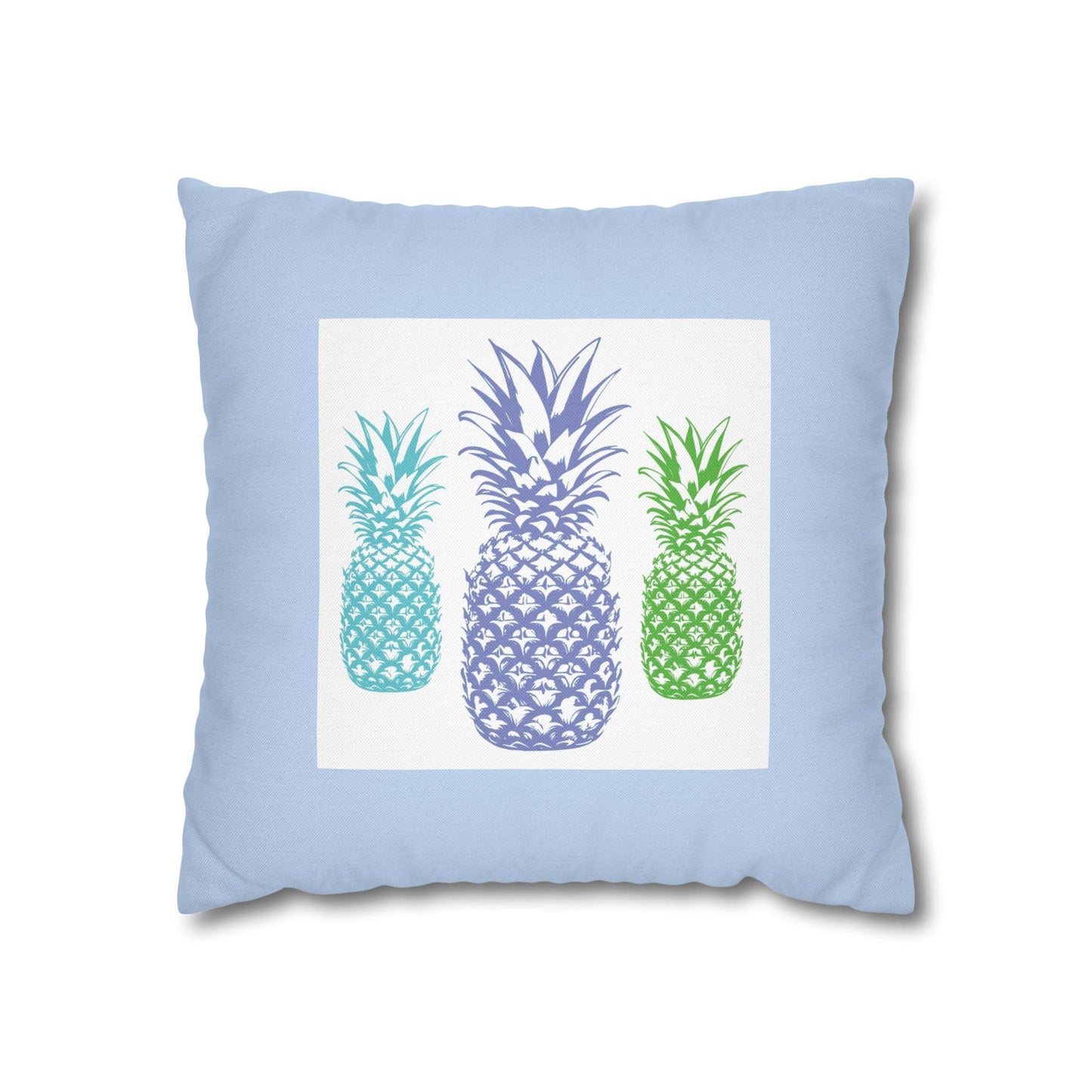 Spun Polyester Square Pillowcase - Blue Color - Pineapple Design