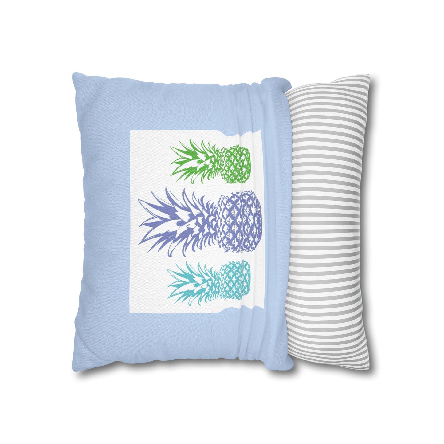 Spun Polyester Square Pillowcase - Blue Color - Pineapple Design