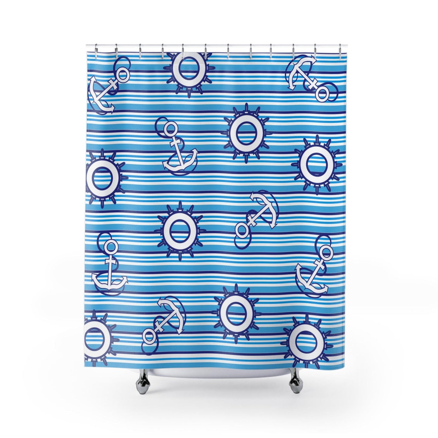 Shower Curtains - Blue Anchor Naval Ocean Theme