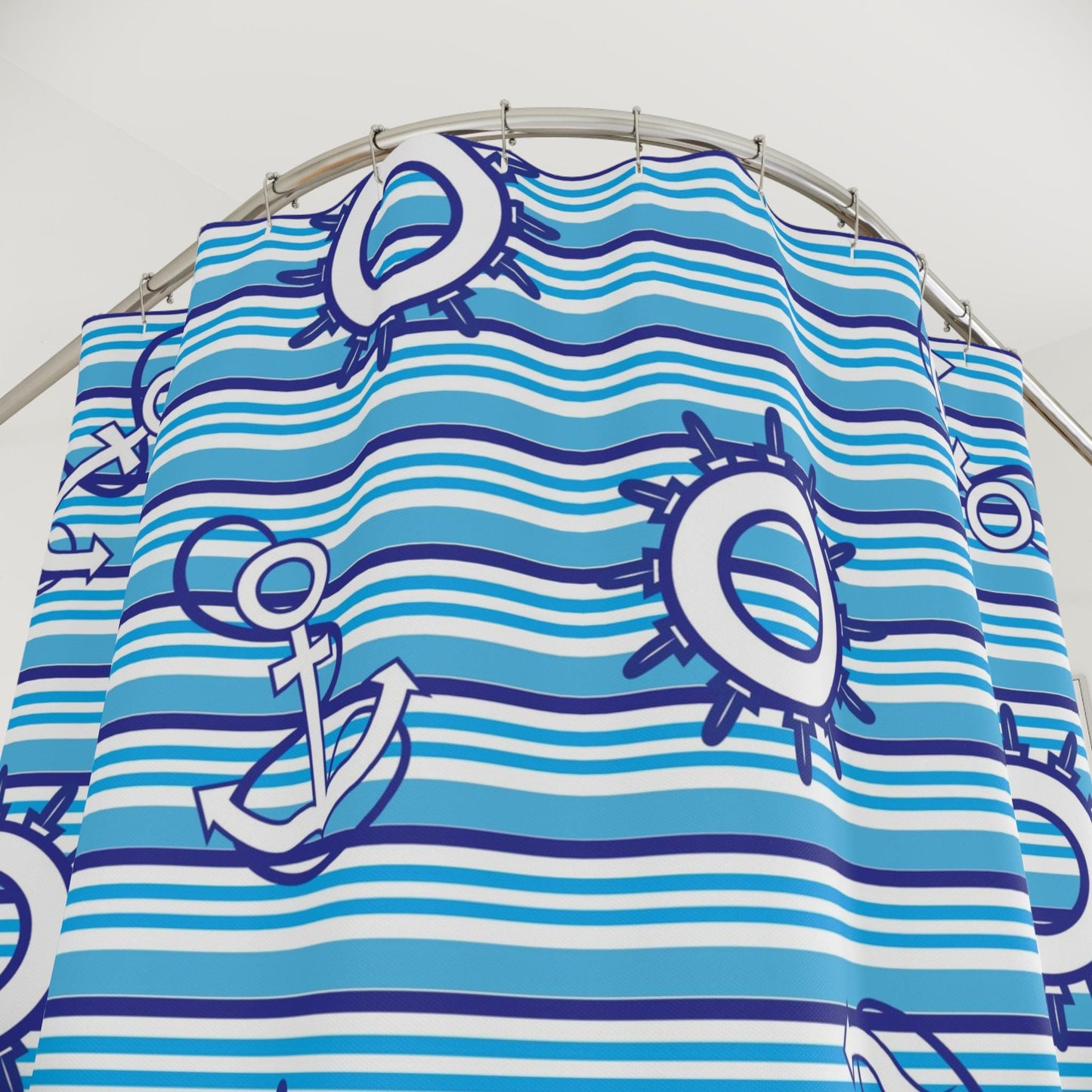 Shower Curtains - Blue Anchor Naval Ocean Theme