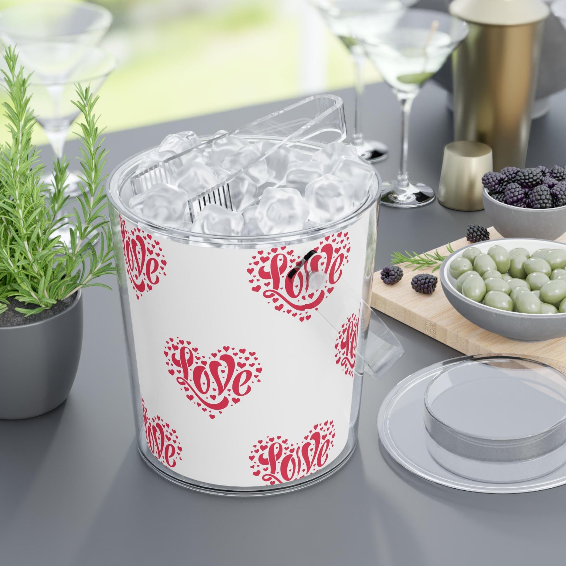 Ice Bucket with Tongs Cooler - Love Theme