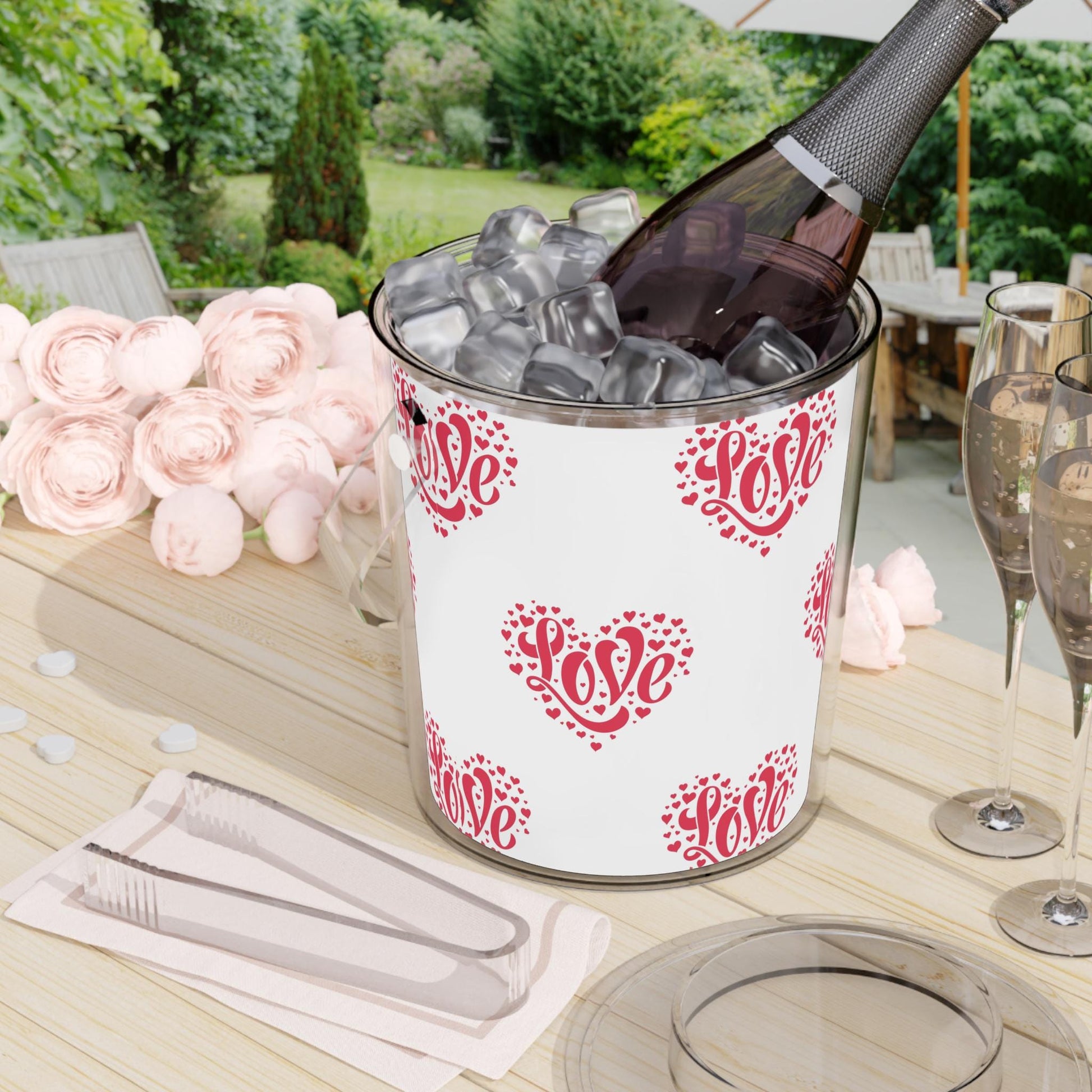 Ice Bucket with Tongs Cooler - Love Theme