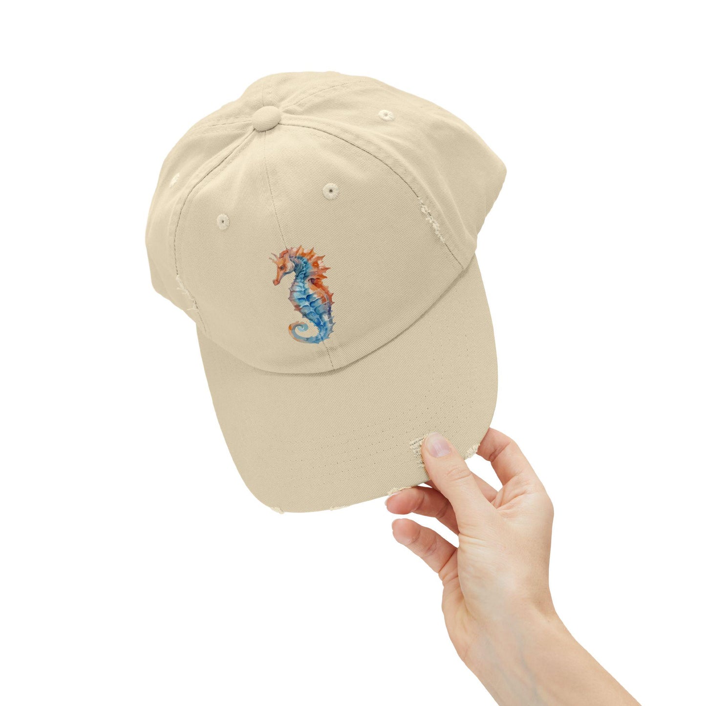 Unisex Distressed Cap - Seahorse Hat