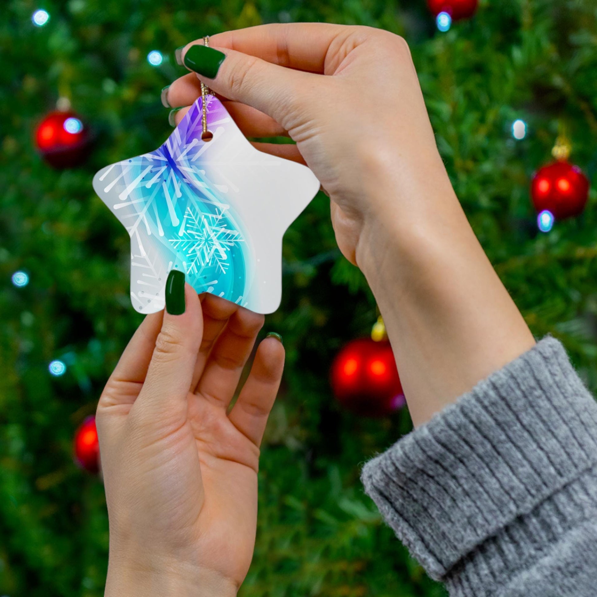 Ceramic Ornament, 4 Shapes Holiday Christmas Tree Decorations