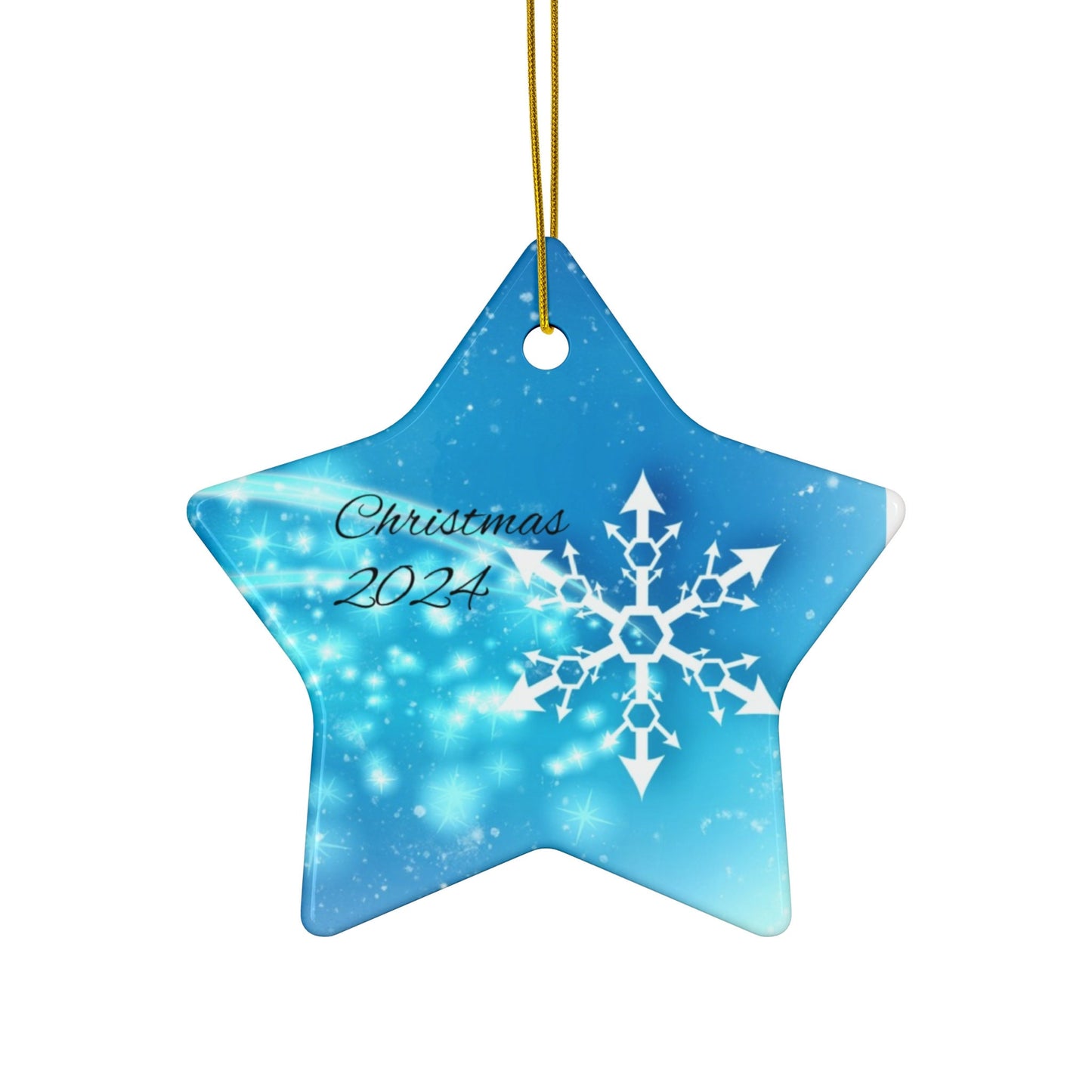 Ceramic Ornament, 4 Shapes - Circle, Snowflake, Heart, Star - Christmas 2024