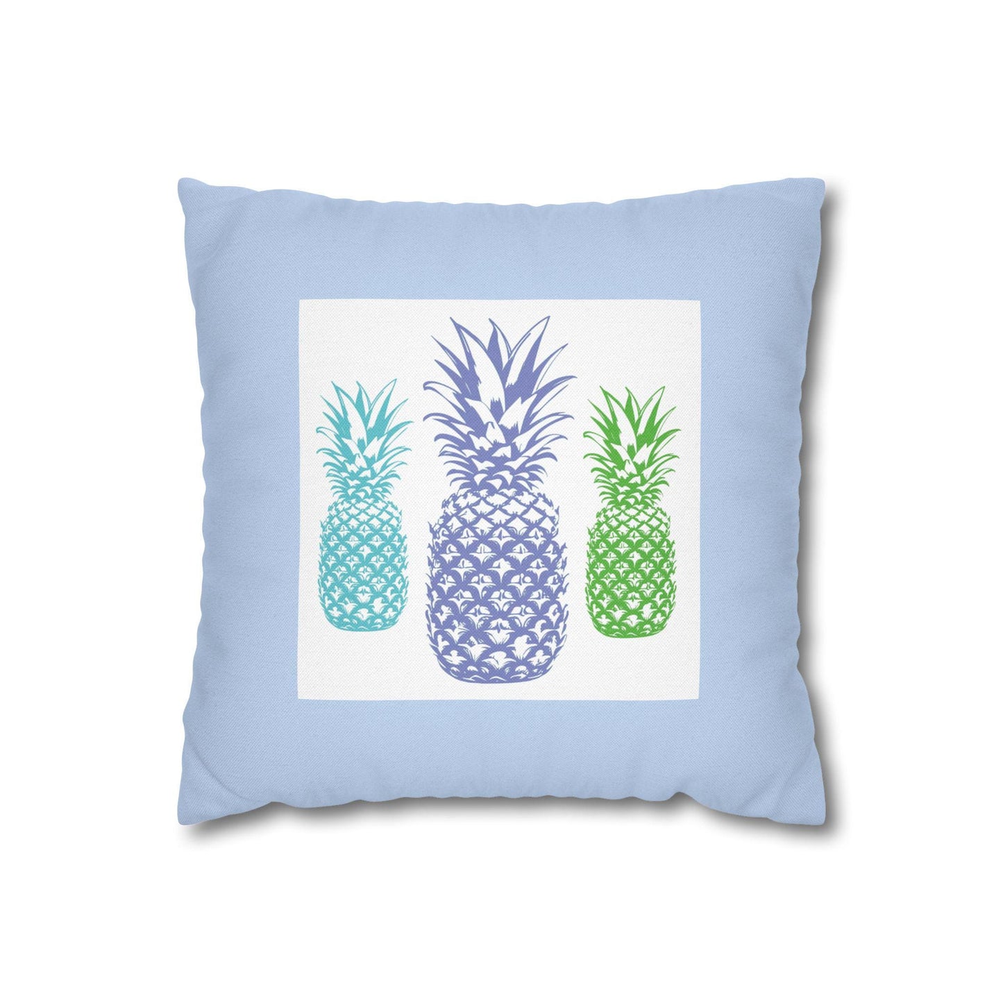 Spun Polyester Square Pillowcase - Blue Color - Pineapple Design