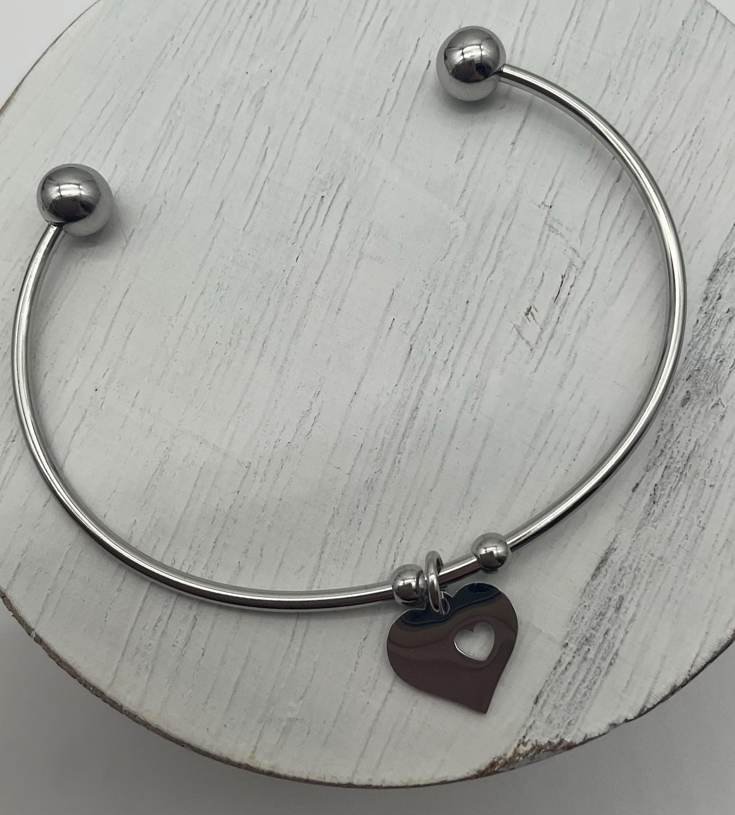 Love Heart Stainless Steel Bracelet - Can be Personalized