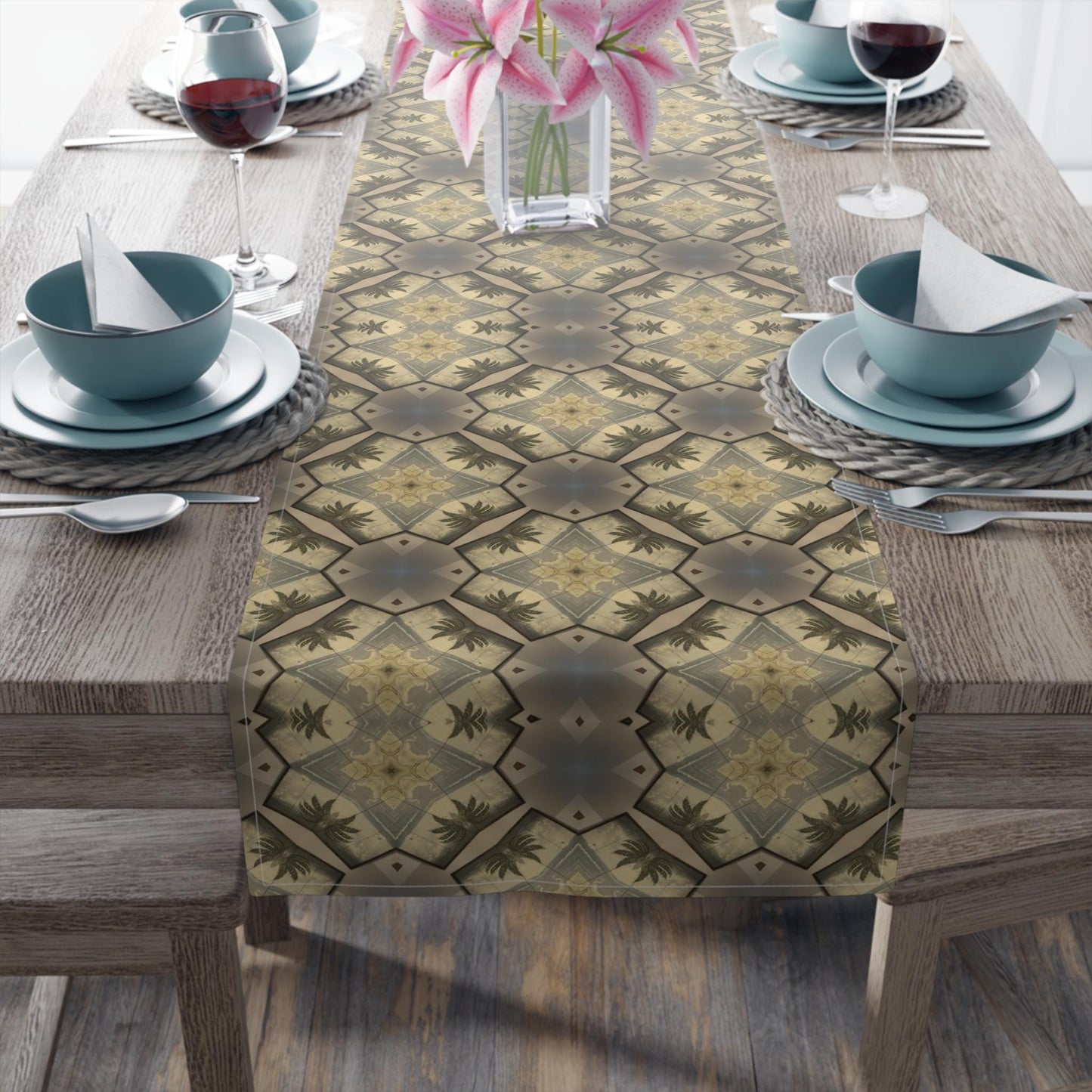 Table Runner Palm Tree Pattern Kitchen Dining or Couch Table Home Decor