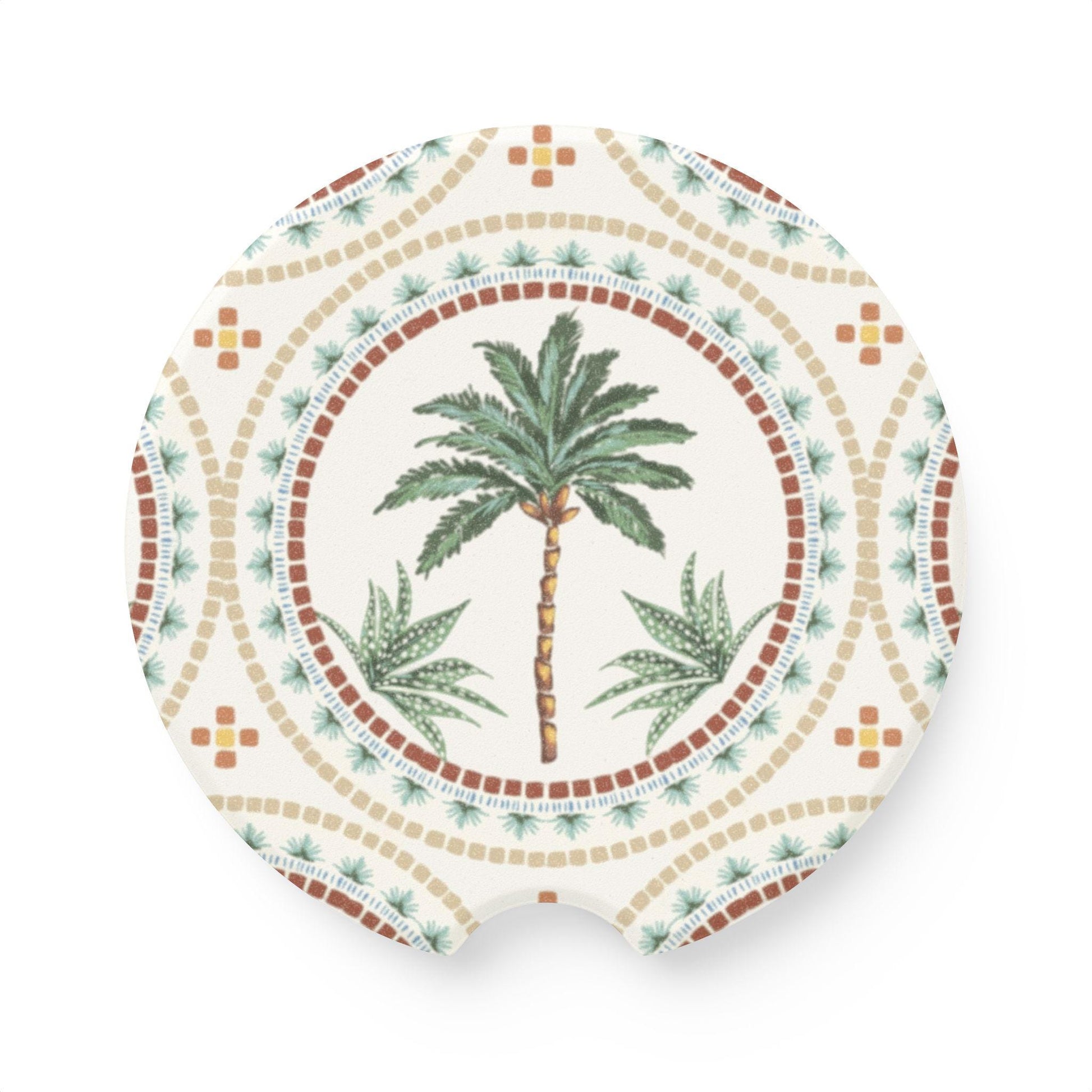 Soapstone Car Coaster - Drink Coaster for Auto - Palm Tree