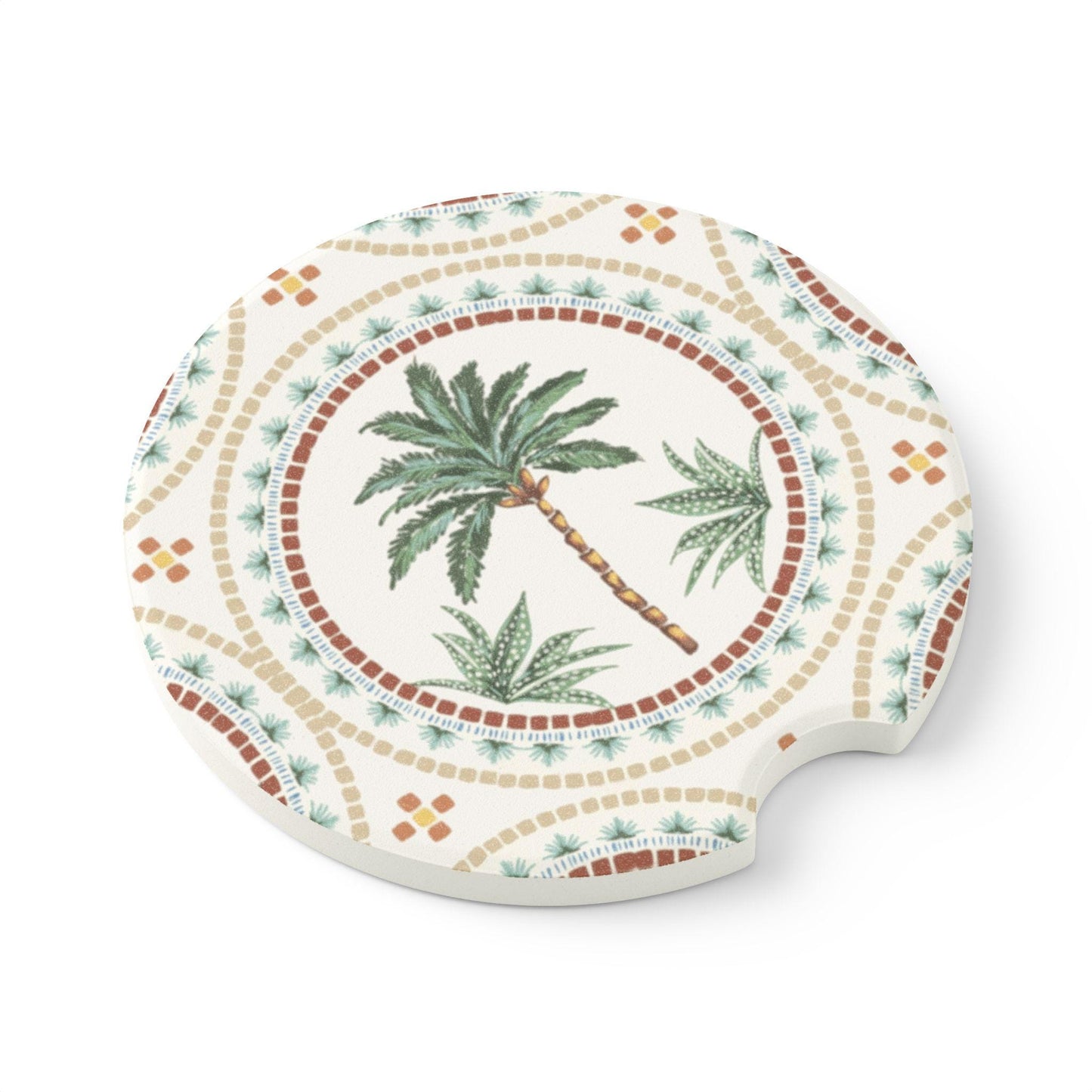 Soapstone Car Coaster - Drink Coaster for Auto - Palm Tree