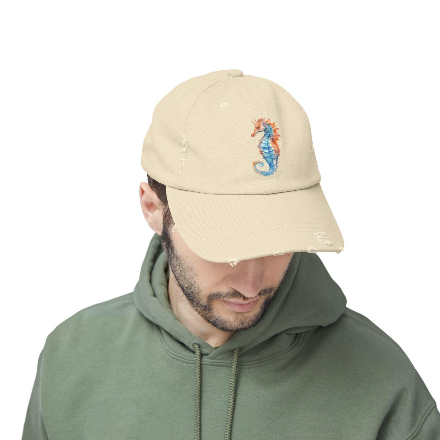 Unisex Distressed Cap - Seahorse Hat