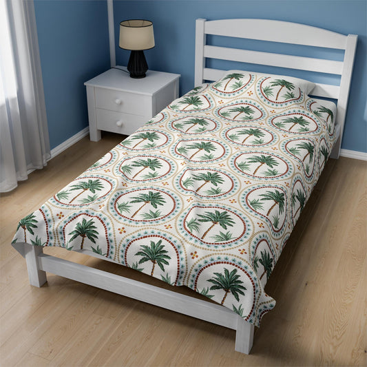 Velveteen Plush Blanket - Palm Tree Tan Throw