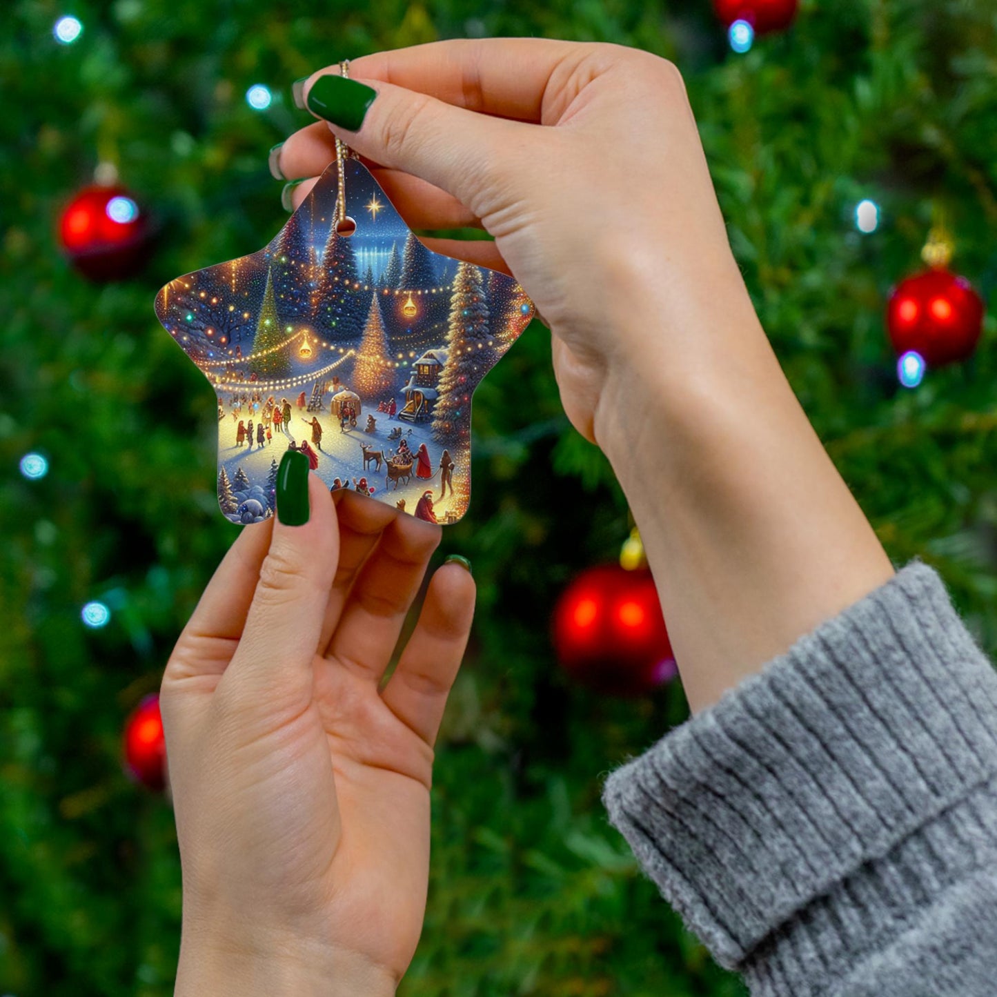 Ceramic Ornament, 4 Shapes Holiday Christmas Decorations