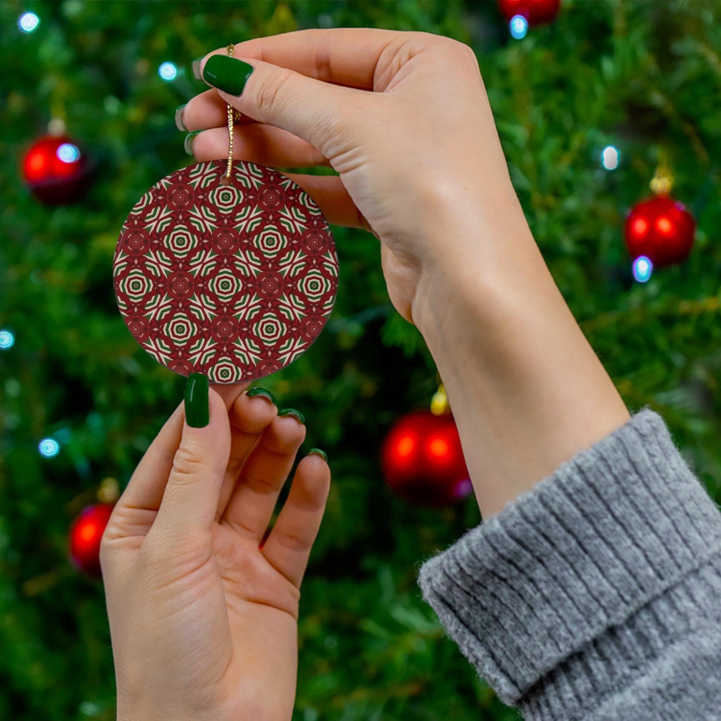 Ceramic Ornament, 4 Shapes Christmas Holiday Tree Decorations