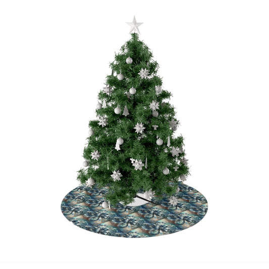 Christmas Tree Skirts Decor - Blue and Silver Ribbon