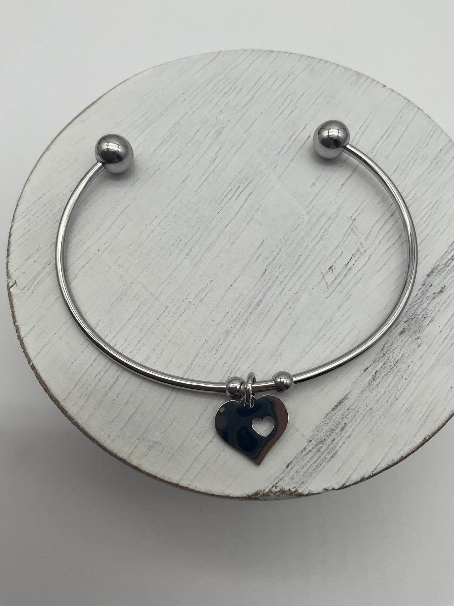 Love Heart Stainless Steel Bracelet - Can be Personalized