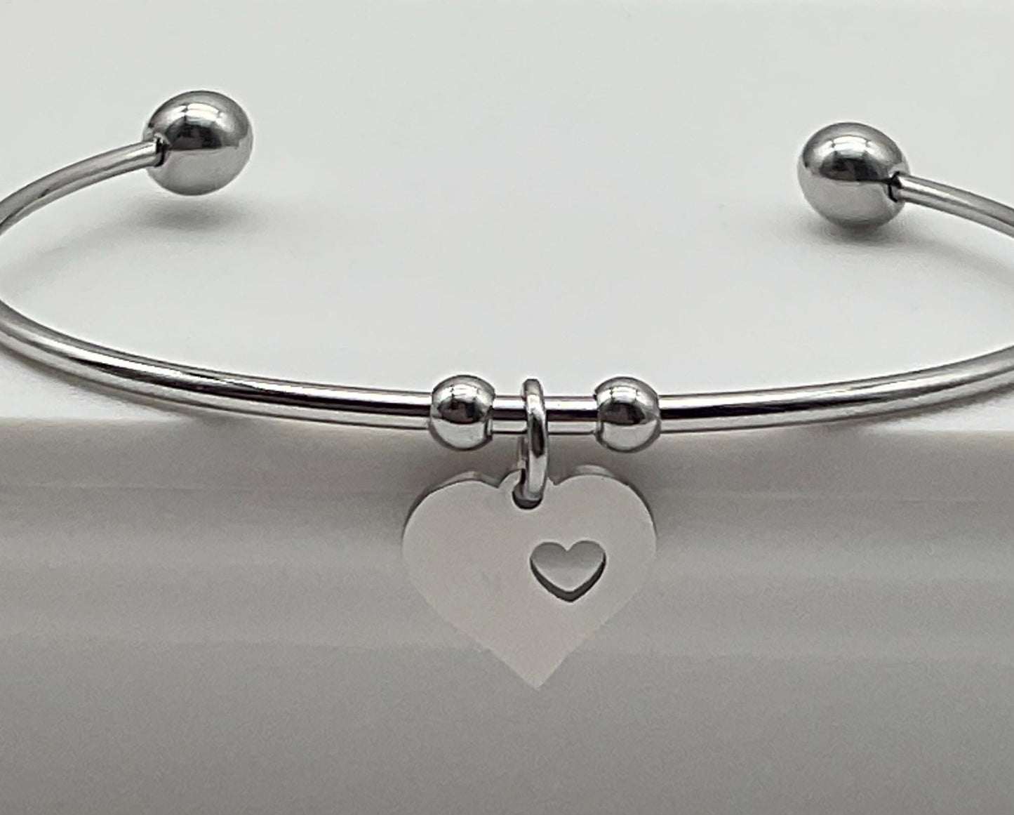 Love Heart Stainless Steel Bracelet - Can be Personalized