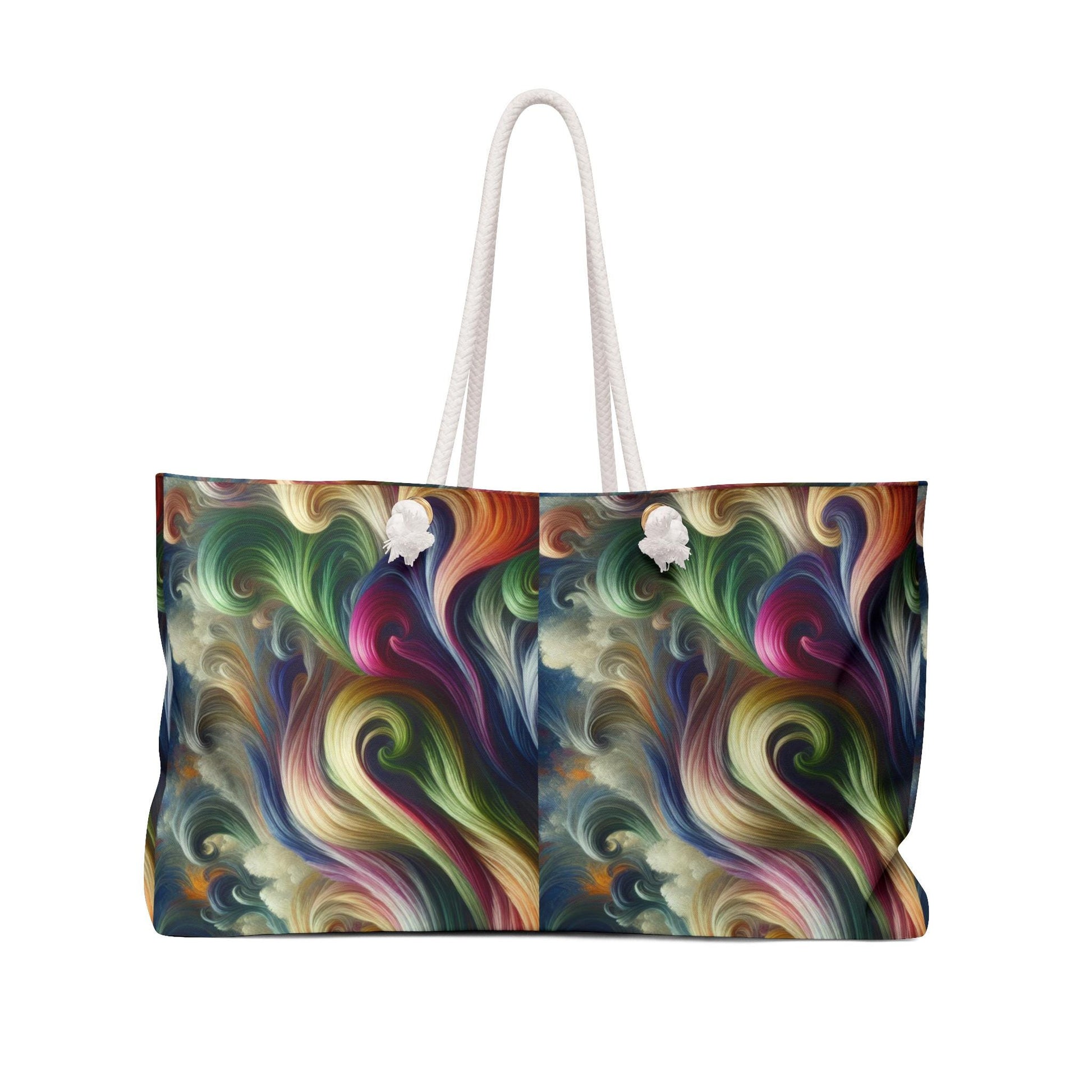 Colorful Waves Weekender Bag - Large Chic Bag for Weekend Travel, Beach Bag, Whimsical Carry All, Travel Duffel, Overnight Bag