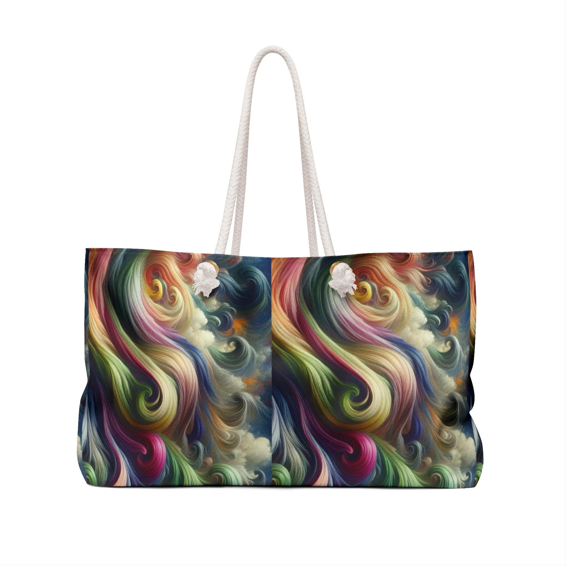 Colorful Waves Weekender Bag - Large Chic Bag for Weekend Travel, Beach Bag, Whimsical Carry All, Travel Duffel, Overnight Bag