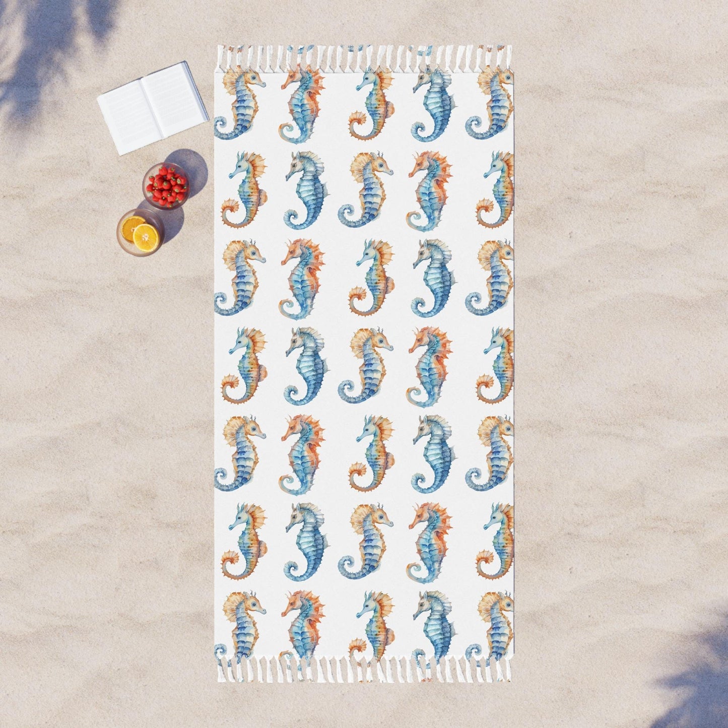 Boho Beach Cloth - Beach Blanket Seahorses