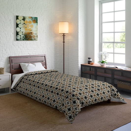 Comforter Circle Pattern Silver and Blue - Home Decor