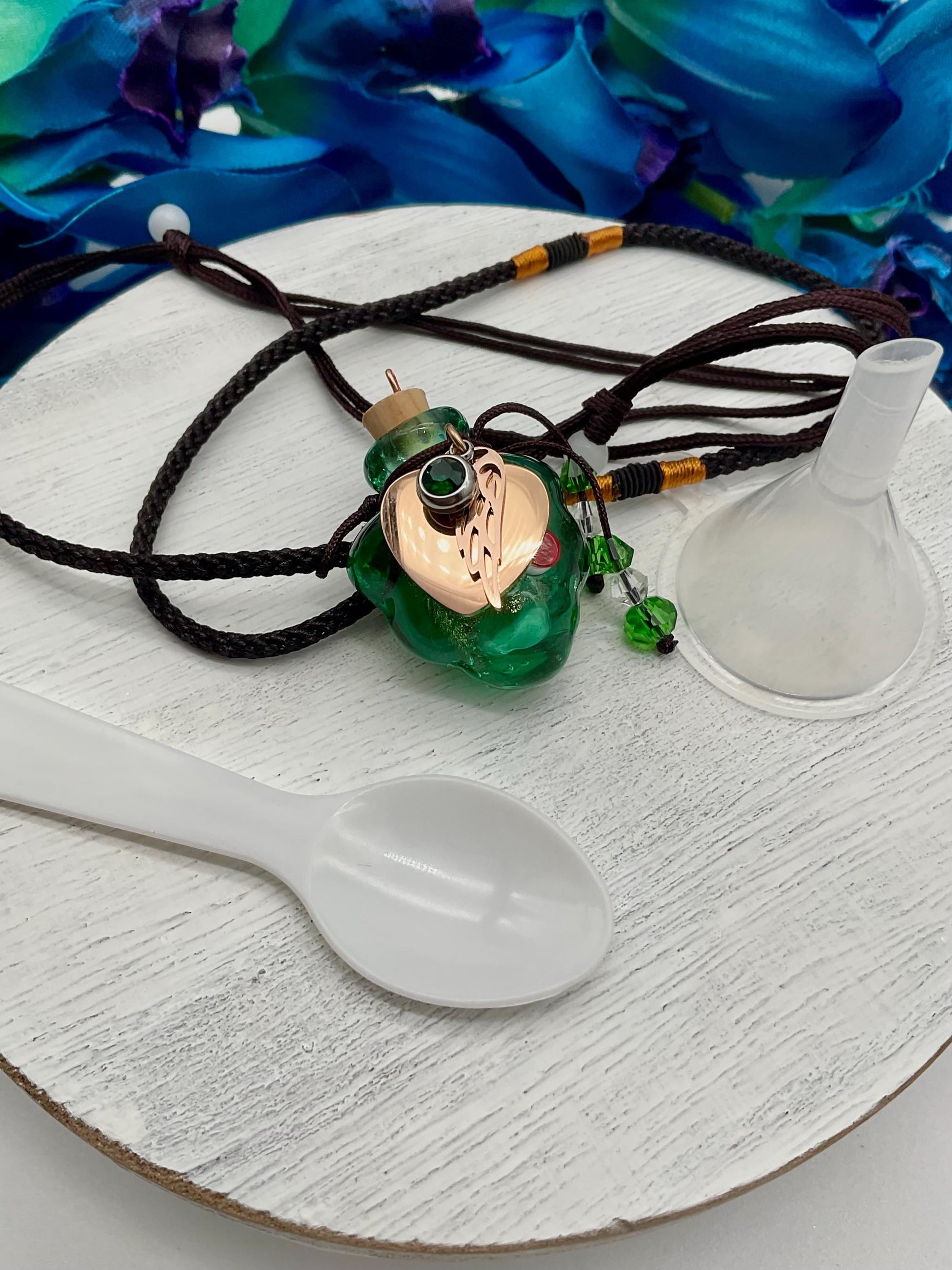 Glass Ash Urn Necklace Charm Birthstone with Personalization for Male or Female Cremation Funeral Memorial Necklace - Green