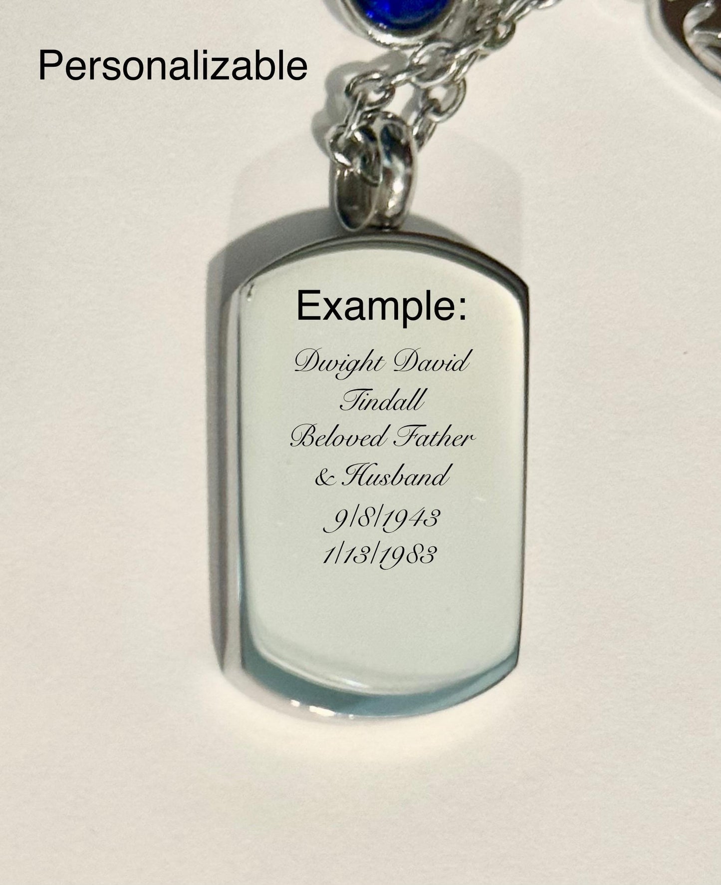 Silver American Flag Ash Urn Necklace with Angel Wing and Birthstone Charm - Personalized Military Funeral Memorial