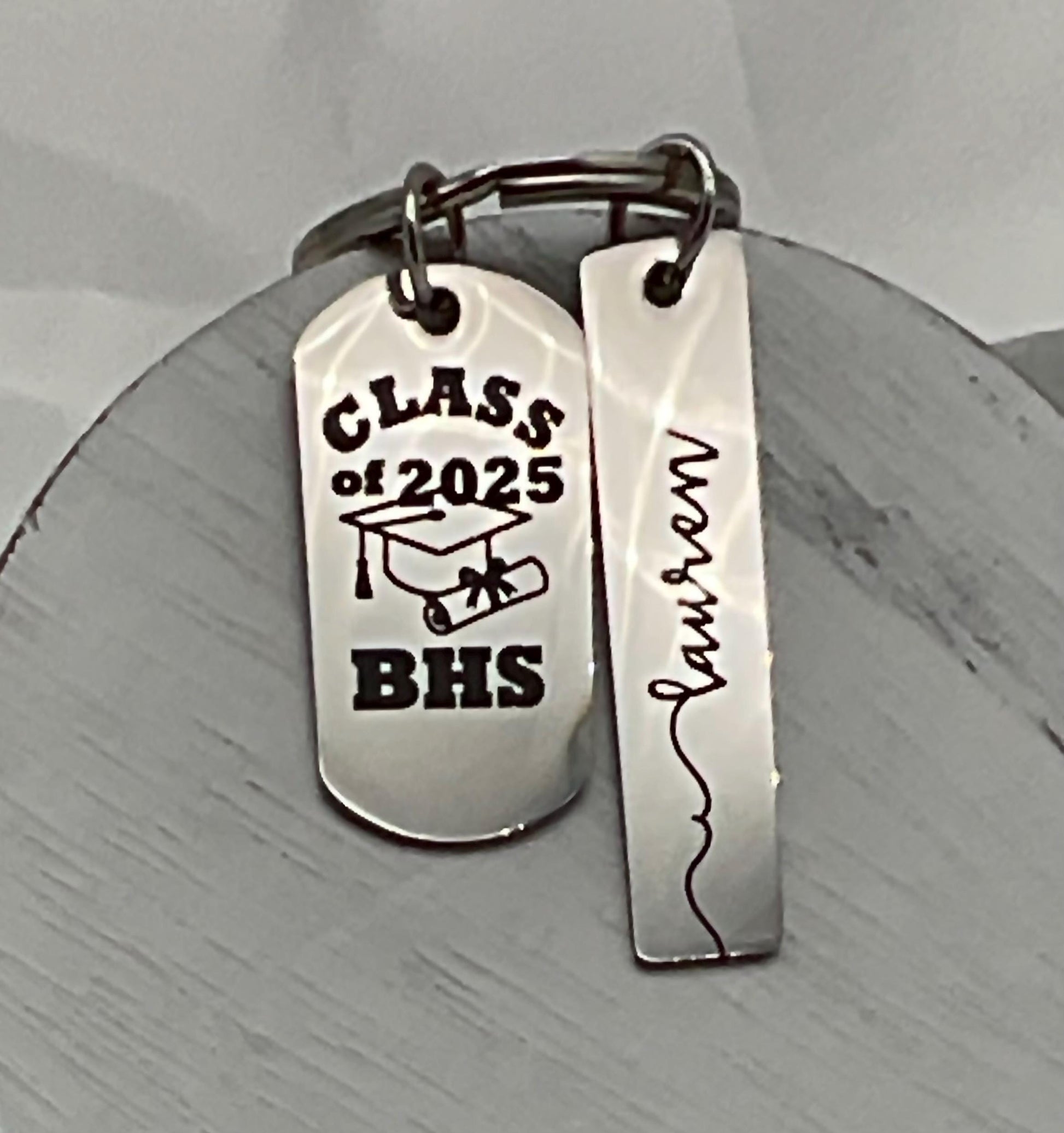 Graduation Gift College, Profession, High School - Class of - Key Chain with Personalized Name - Congratulations Charm - Tag