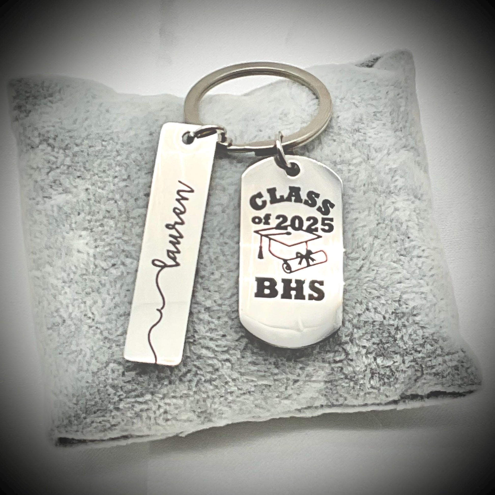 Graduation Gift College, Profession, High School - Class of - Key Chain with Personalized Name - Congratulations Charm - Tag