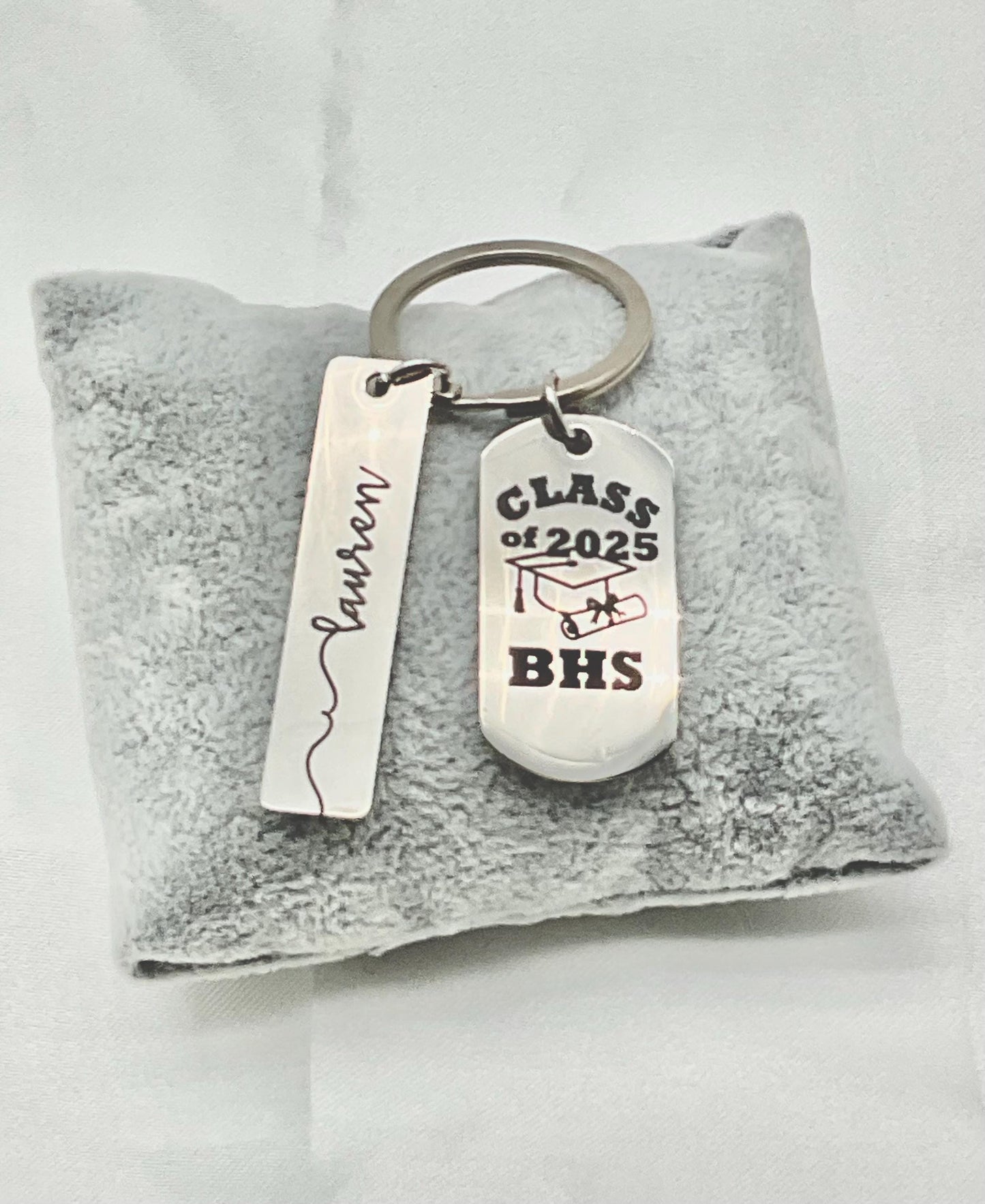 Graduation Gift College, Profession, High School - Class of - Key Chain with Personalized Name - Congratulations Charm - Tag