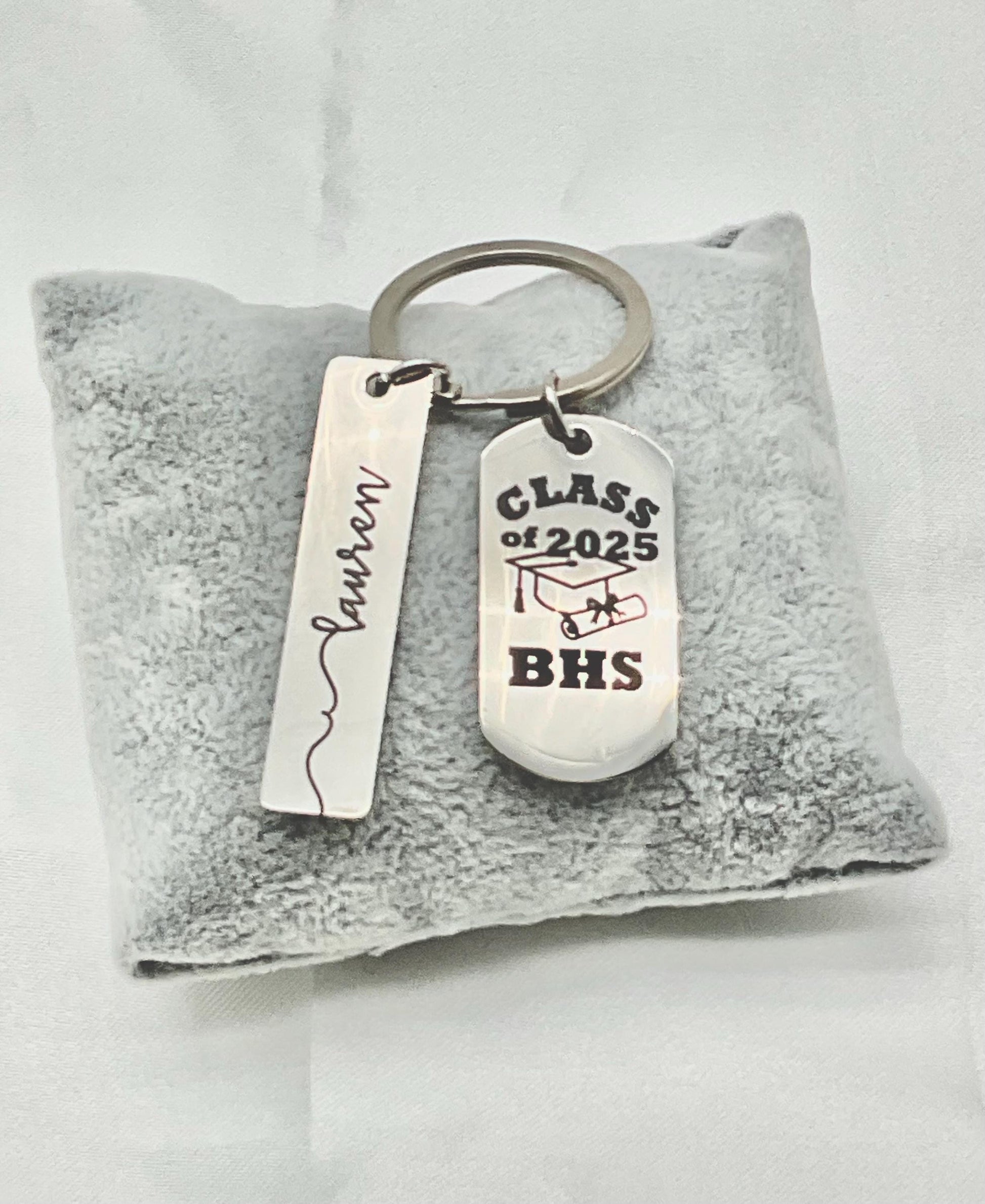 Graduation Gift College, Profession, High School - Class of - Key Chain with Personalized Name - Congratulations Charm - Tag