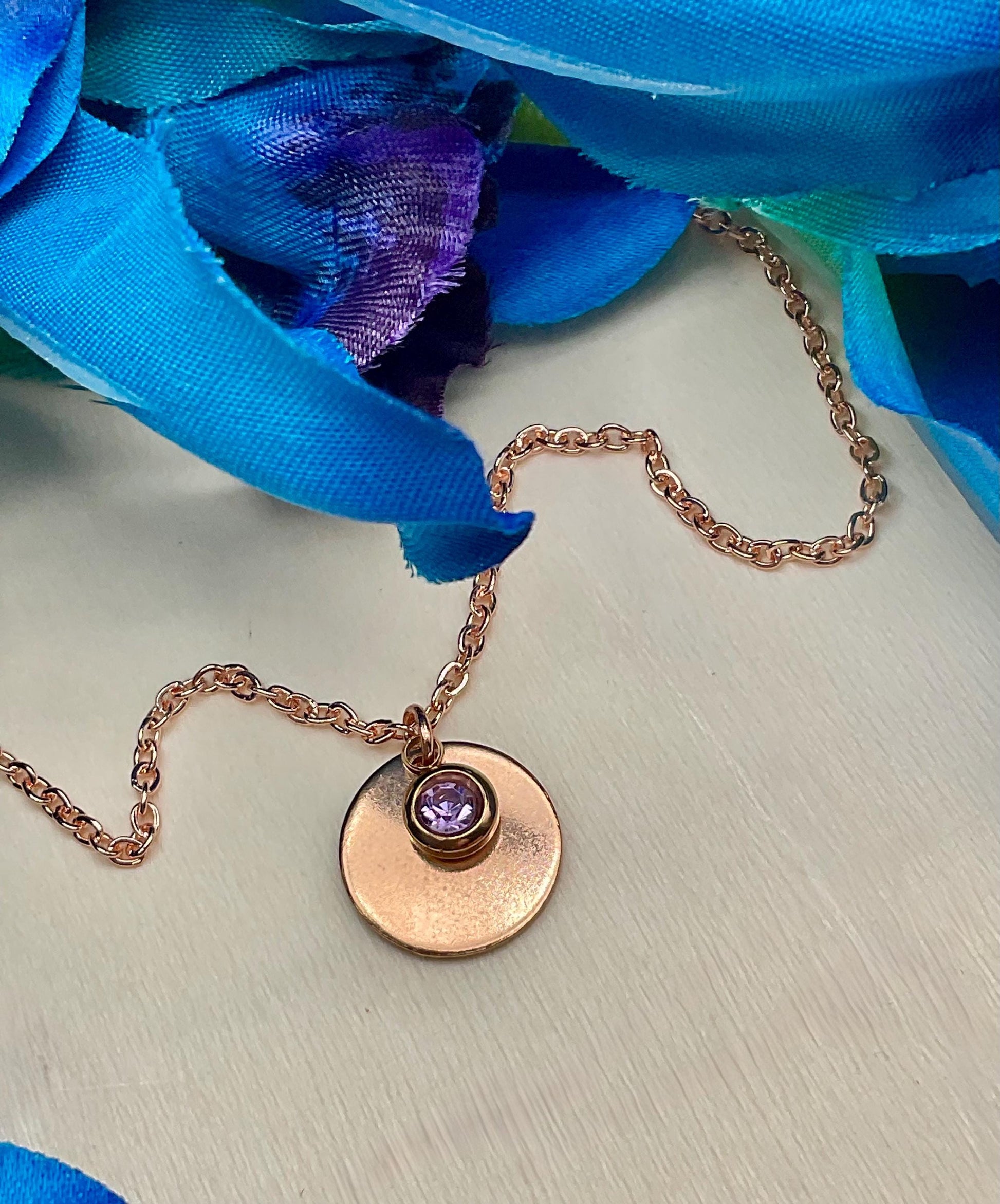 Personalized Rose Gold Initial - Birthstone Anklets- Customized Engravable Jewelry for Ankle