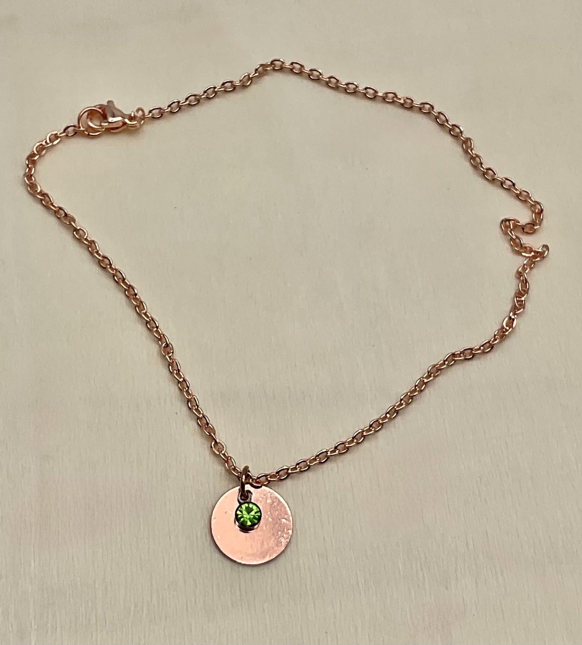 Personalized Rose Gold Initial - Birthstone Anklets- Customized Engravable Jewelry for Ankle