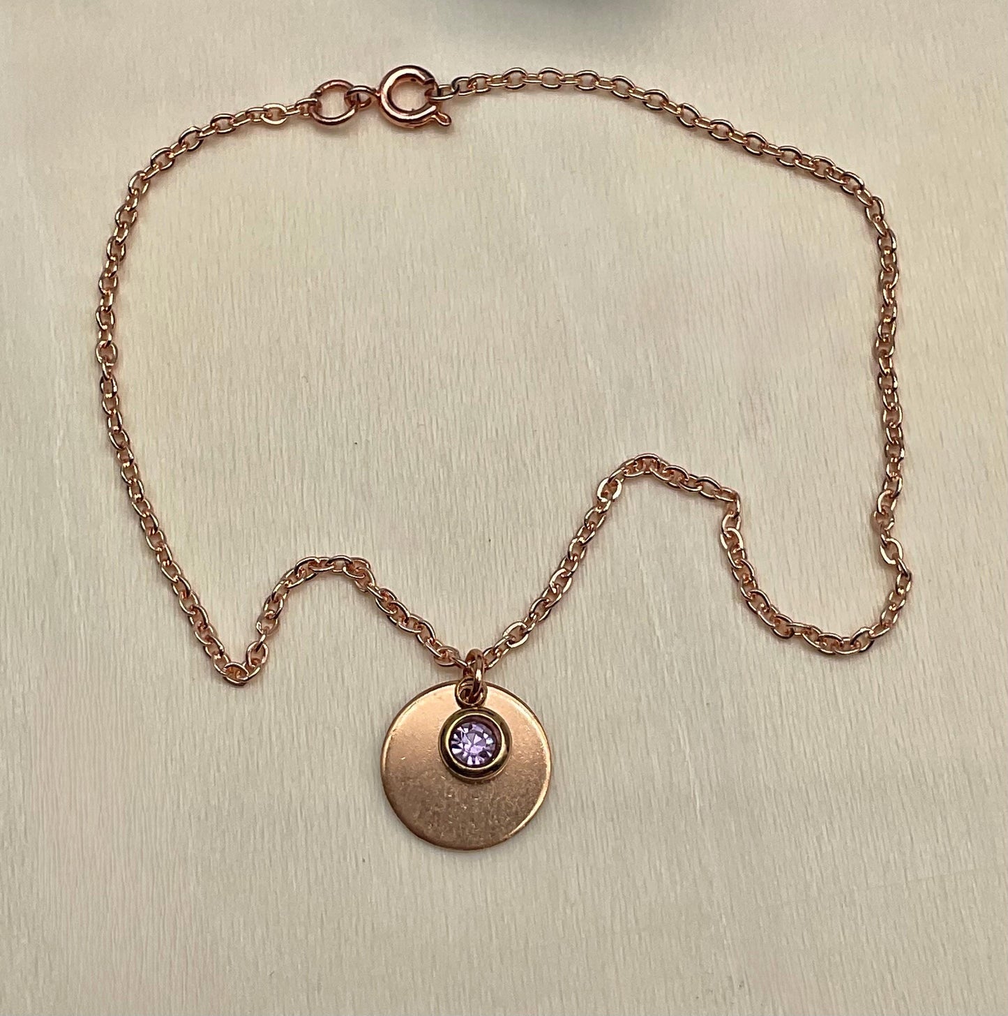 Personalized Rose Gold Initial - Birthstone Anklets- Customized Engravable Jewelry for Ankle