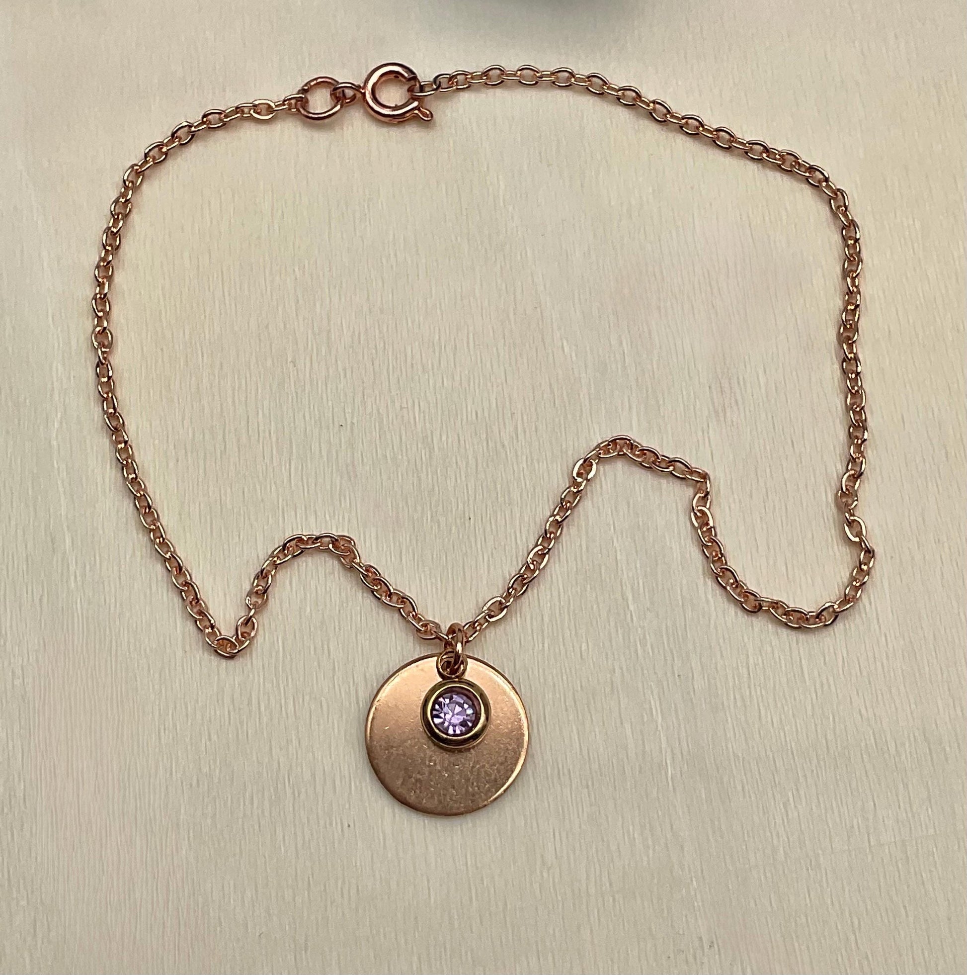 Personalized Rose Gold Initial - Birthstone Anklets- Customized Engravable Jewelry for Ankle