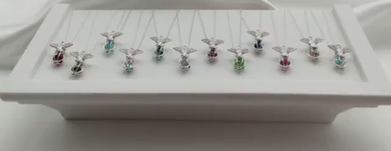 Angel Pendent Charm Necklace Sterling Silver 18” - Birthstone Necklace