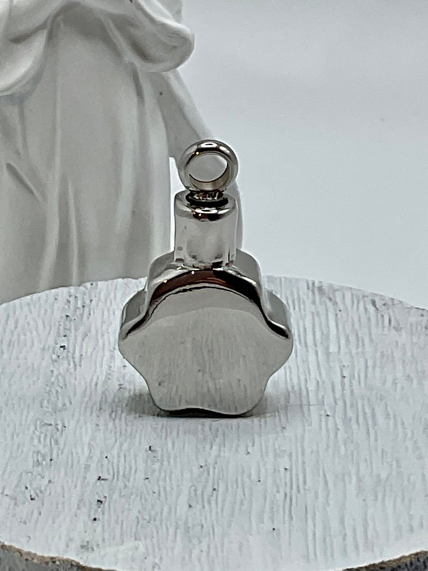 Silver Flower Ash Urn Necklace Jewelry Charm Birthstone with Personalization for Male or Female Funeral Memorial