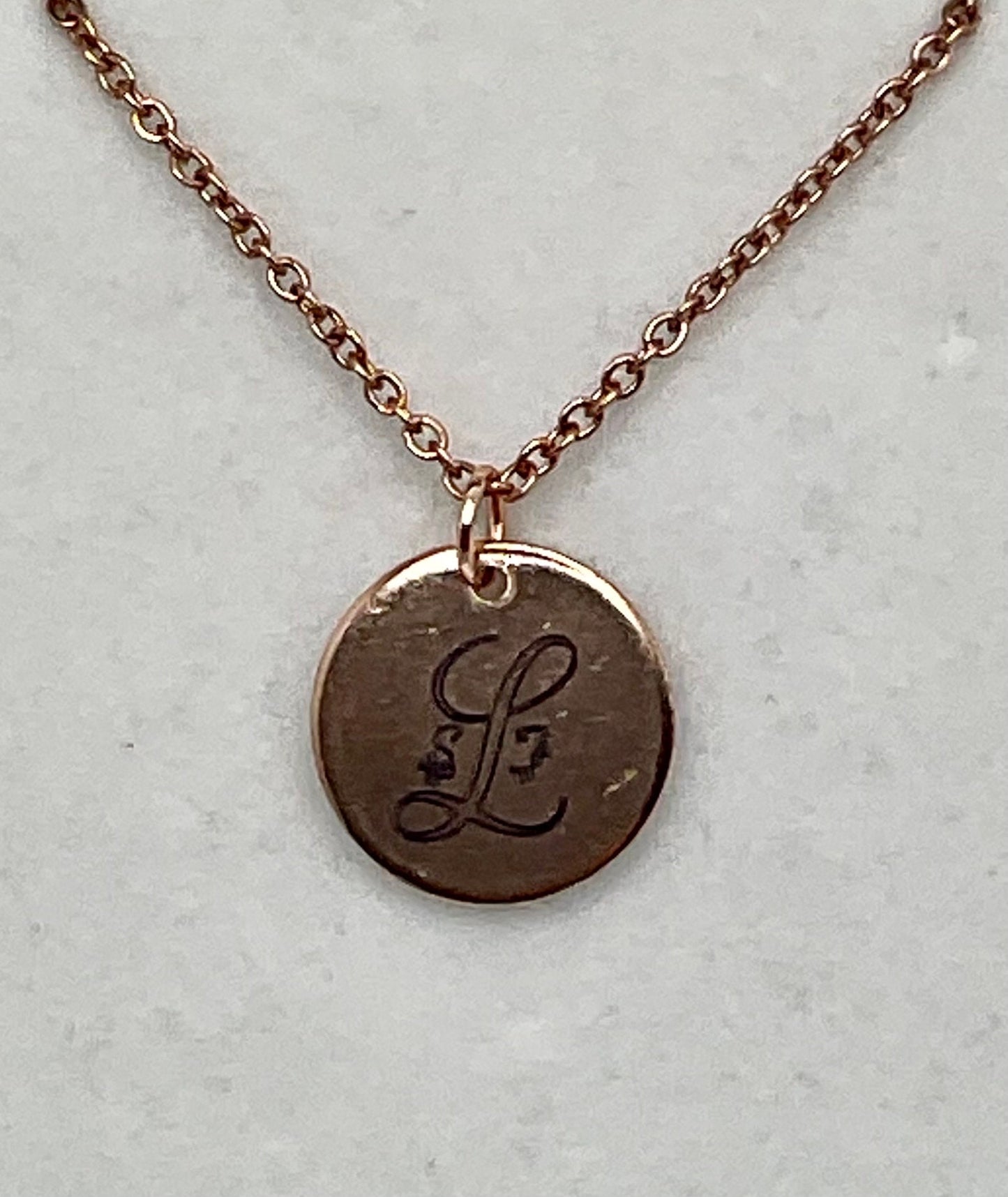 Monogrammed Personalized Rose Gold or Silver Jewelry Charm Necklace