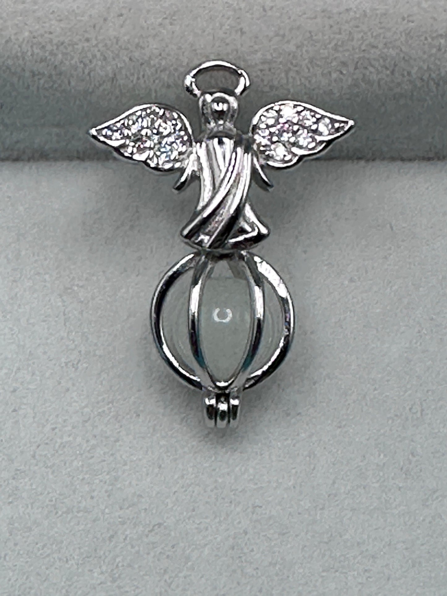 Angel Pendent with Birthstone on a Sterling Silver 18” Necklace