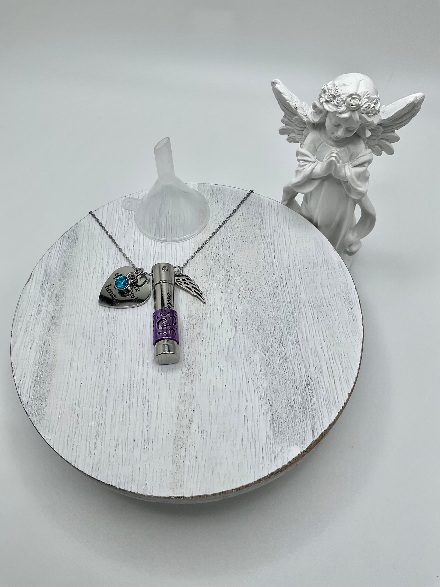 Purple Ash Urn Necklace Charm Birthstone with Personalization for Male or Female Funeral Memorial